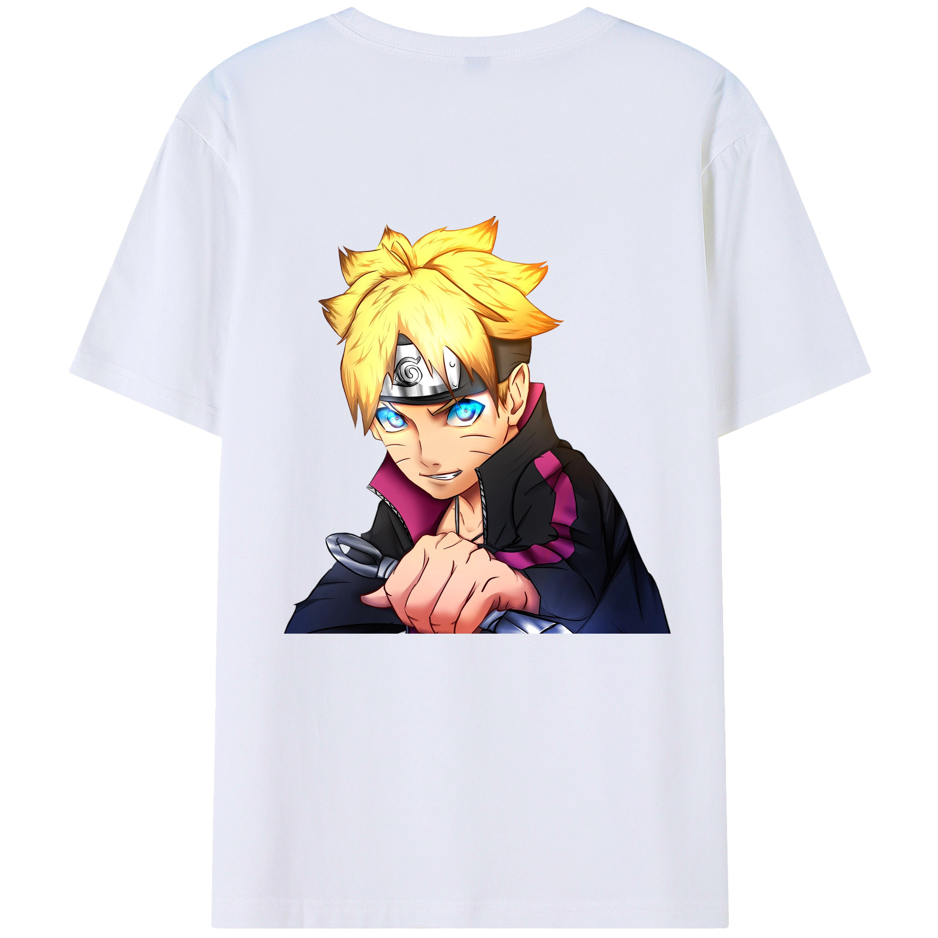 （画像用） NARUTO -ナルト- うずまき ボルト Uzumaki Boruto 綿100％ メンズ半袖Tシャツ（バックプリント） 通気性