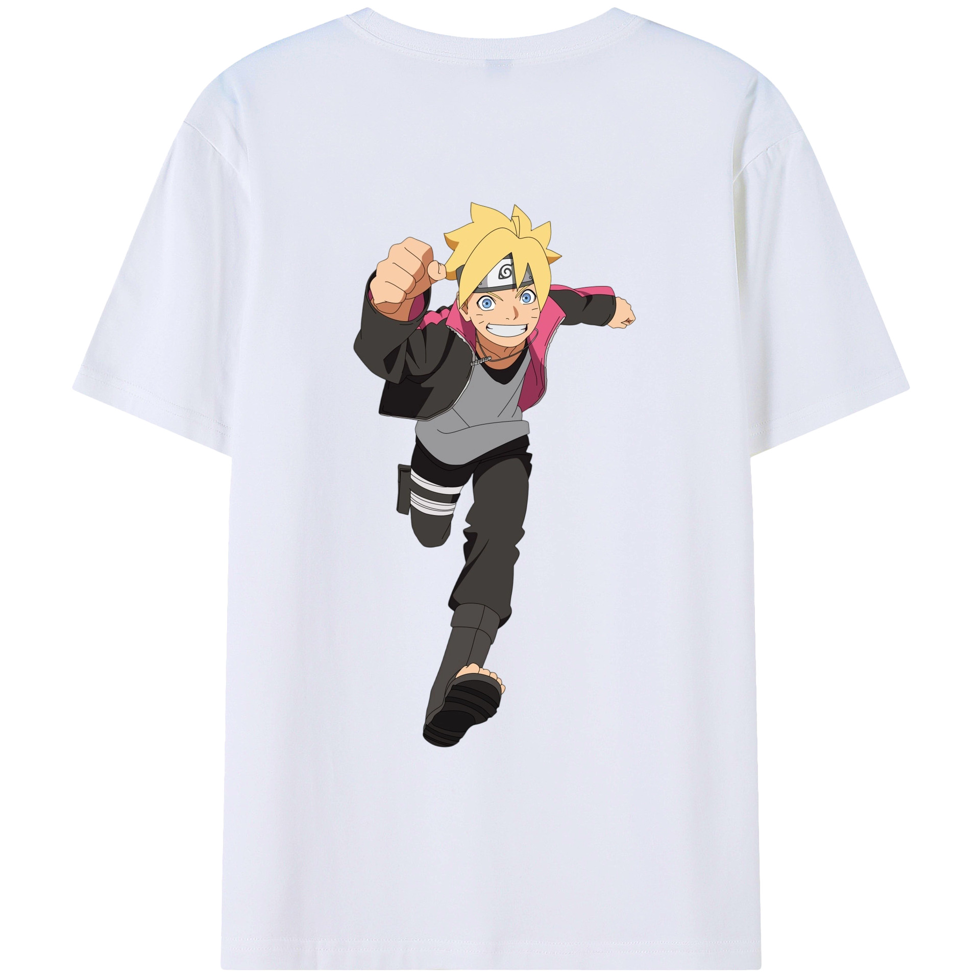 （画像用） NARUTO -ナルト- うずまき ボルト Uzumaki Boruto 綿100％ メンズ半袖Tシャツ（バックプリント） 通気性
