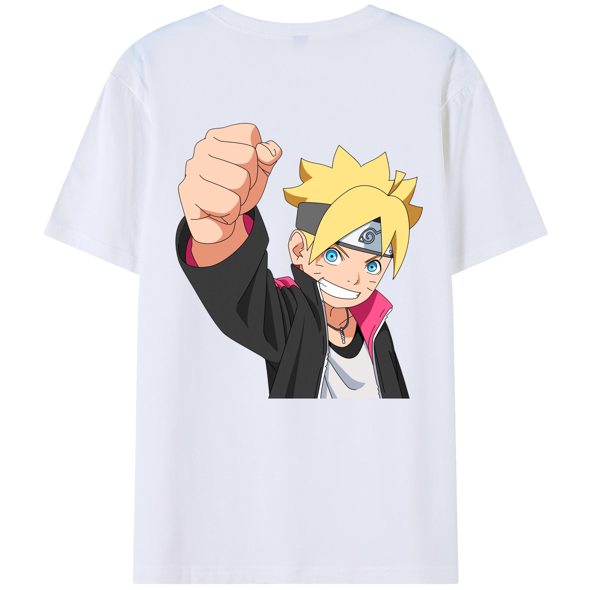（画像用） NARUTO -ナルト- うずまき ボルト Uzumaki Boruto 綿100％ メンズ半袖Tシャツ（バックプリント） 通気性
