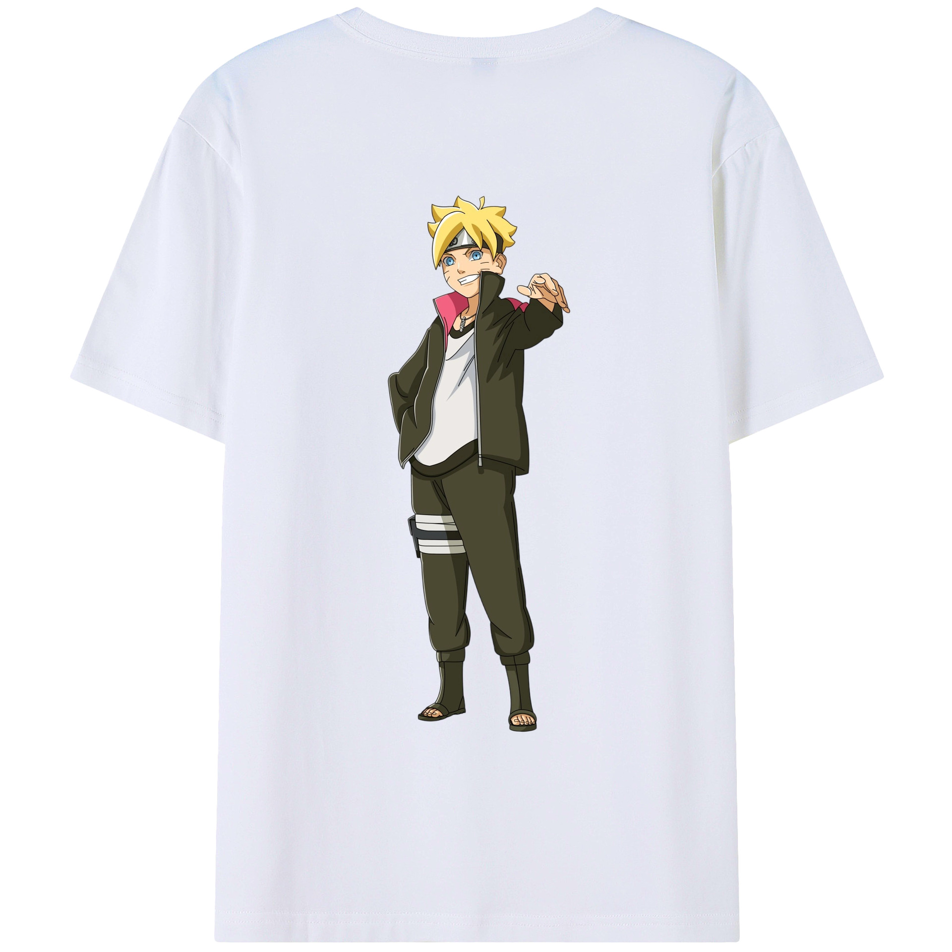 （画像用） NARUTO -ナルト- うずまき ボルト Uzumaki Boruto 綿100％ メンズ半袖Tシャツ（バックプリント） 通気性
