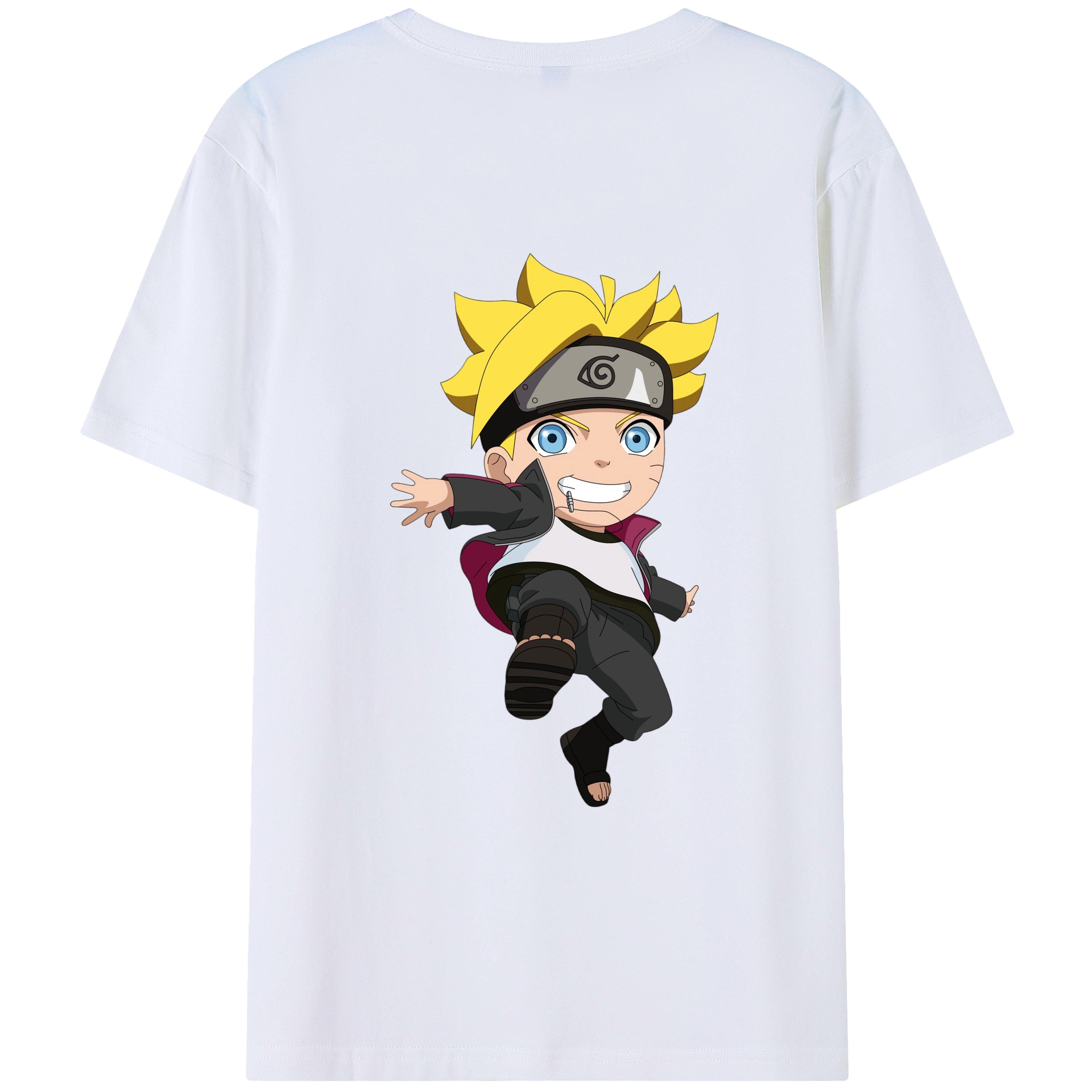 （画像用） NARUTO -ナルト- うずまき ボルト Uzumaki Boruto 綿100％ メンズ半袖Tシャツ（バックプリント） 通気性
