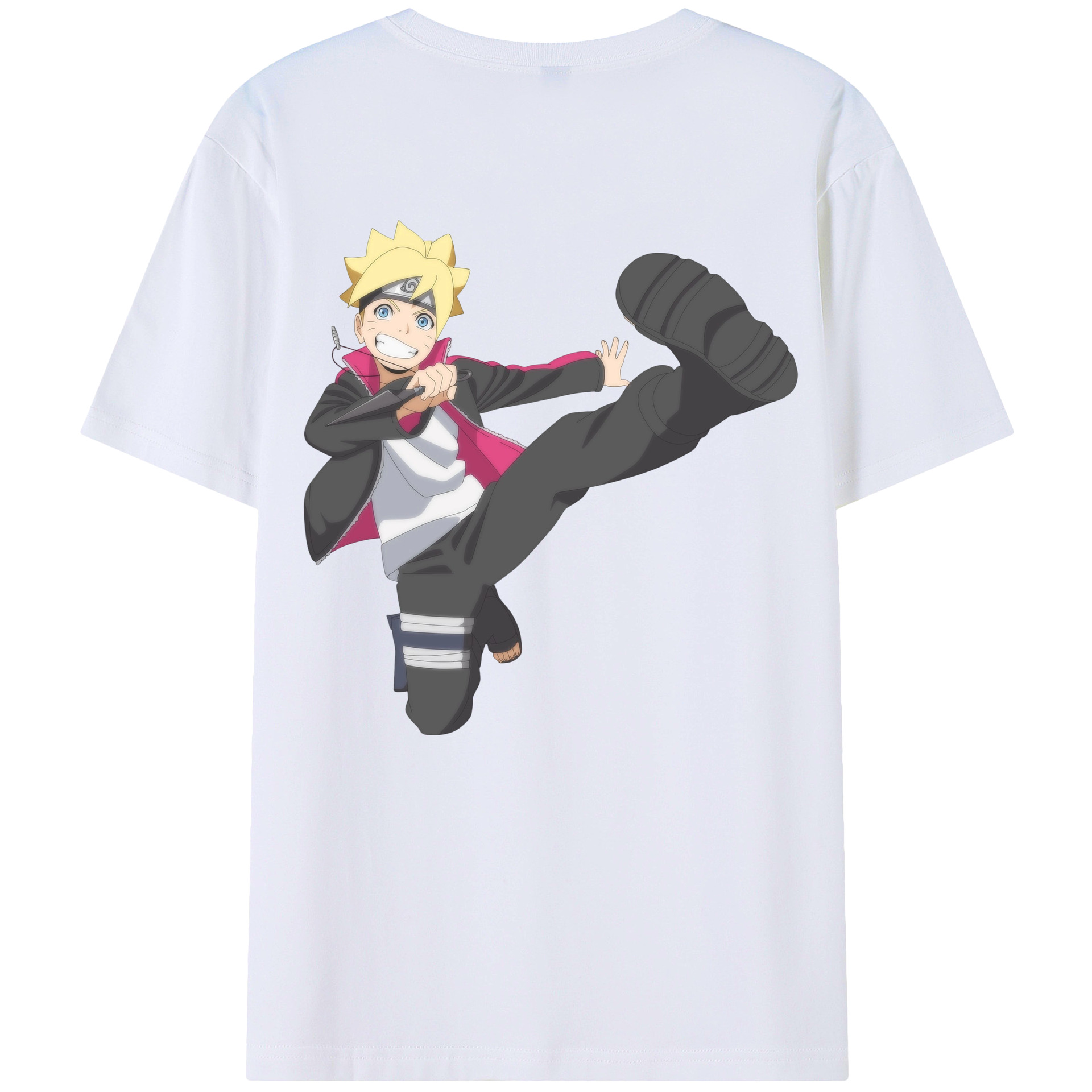 （画像用） NARUTO -ナルト- うずまき ボルト Uzumaki Boruto 綿100％ メンズ半袖Tシャツ（バックプリント） 通気性