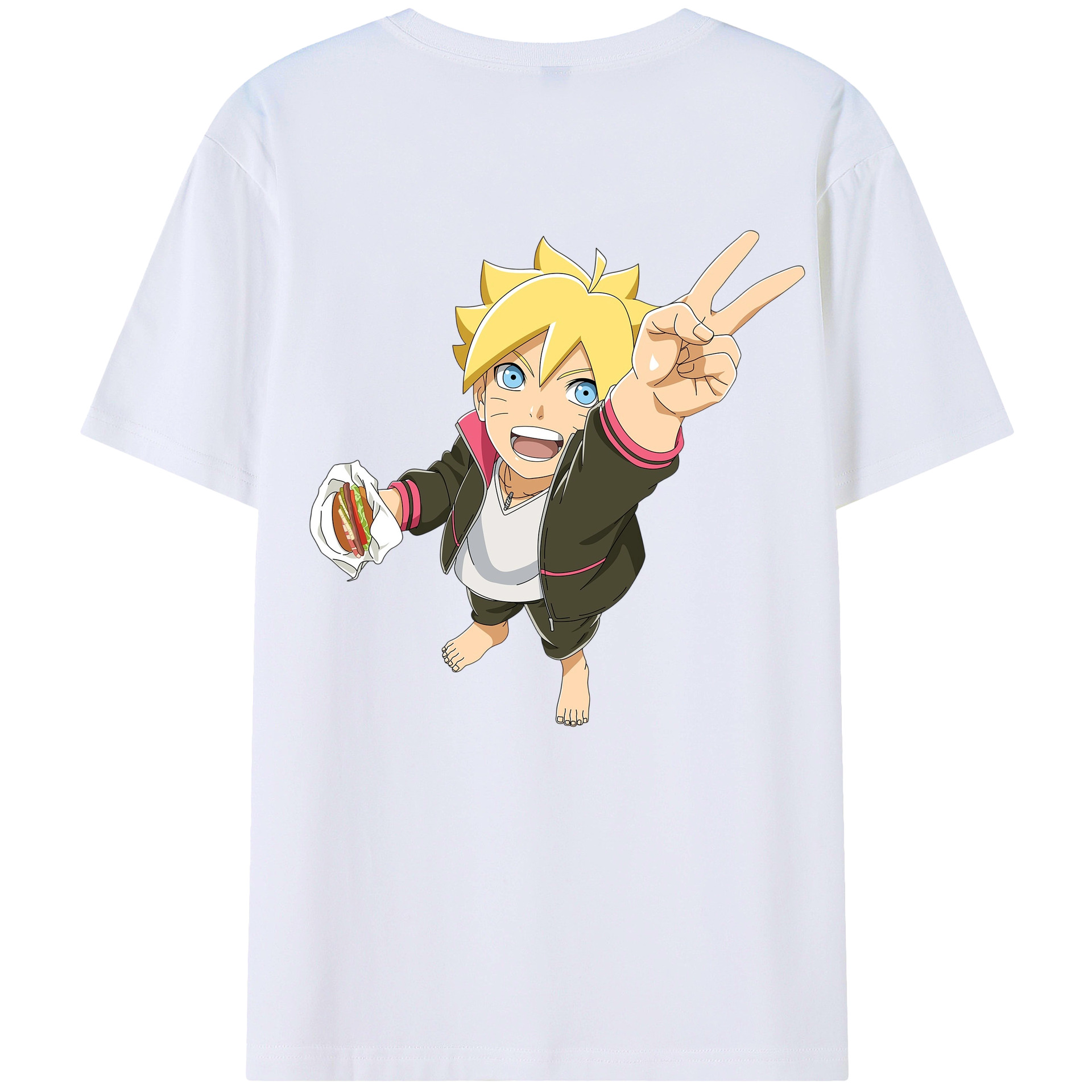 （画像用） NARUTO -ナルト- うずまき ボルト Uzumaki Boruto 綿100％ メンズ半袖Tシャツ（バックプリント） 通気性
