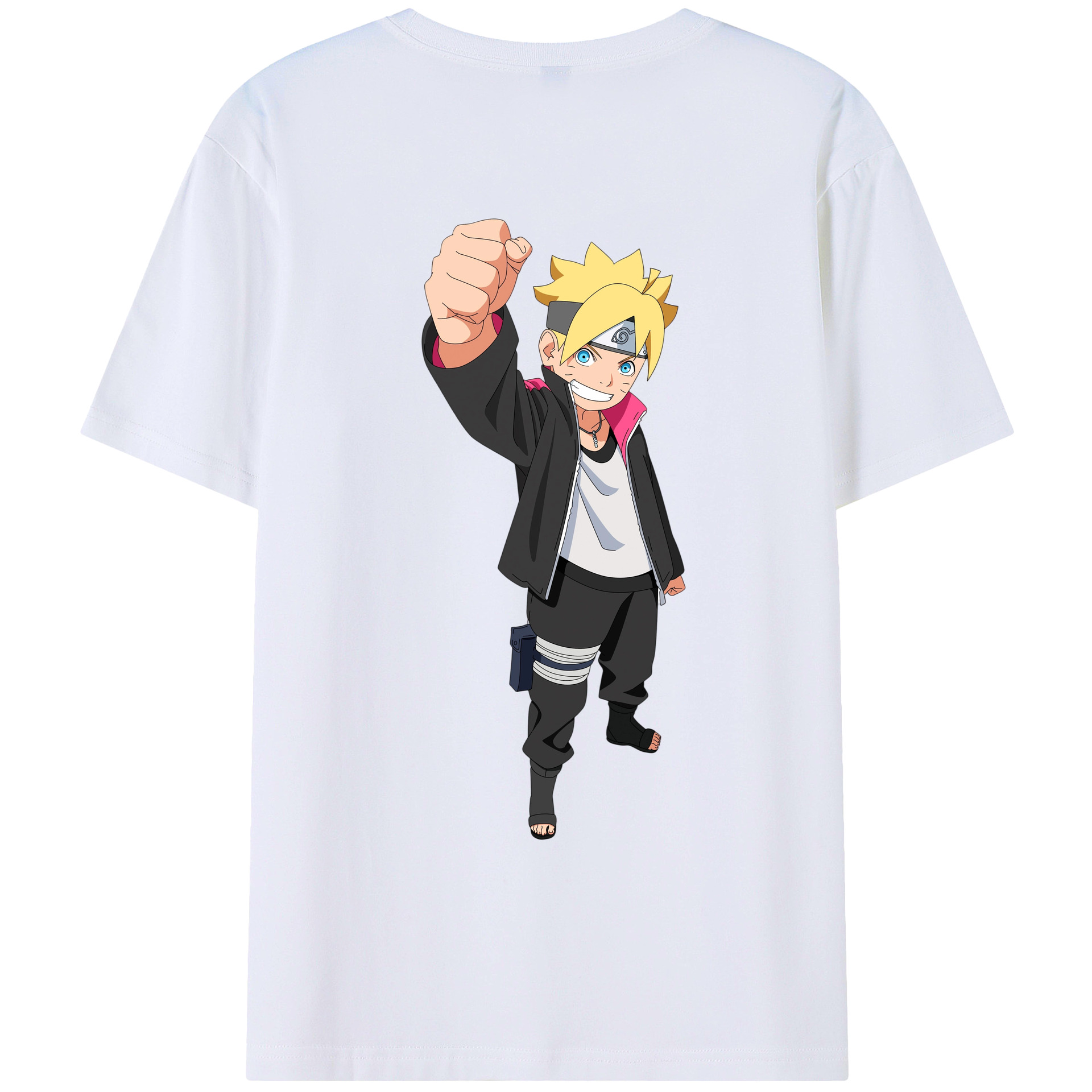 （画像用） NARUTO -ナルト- うずまき ボルト Uzumaki Boruto 綿100％ メンズ半袖Tシャツ（バックプリント） 通気性