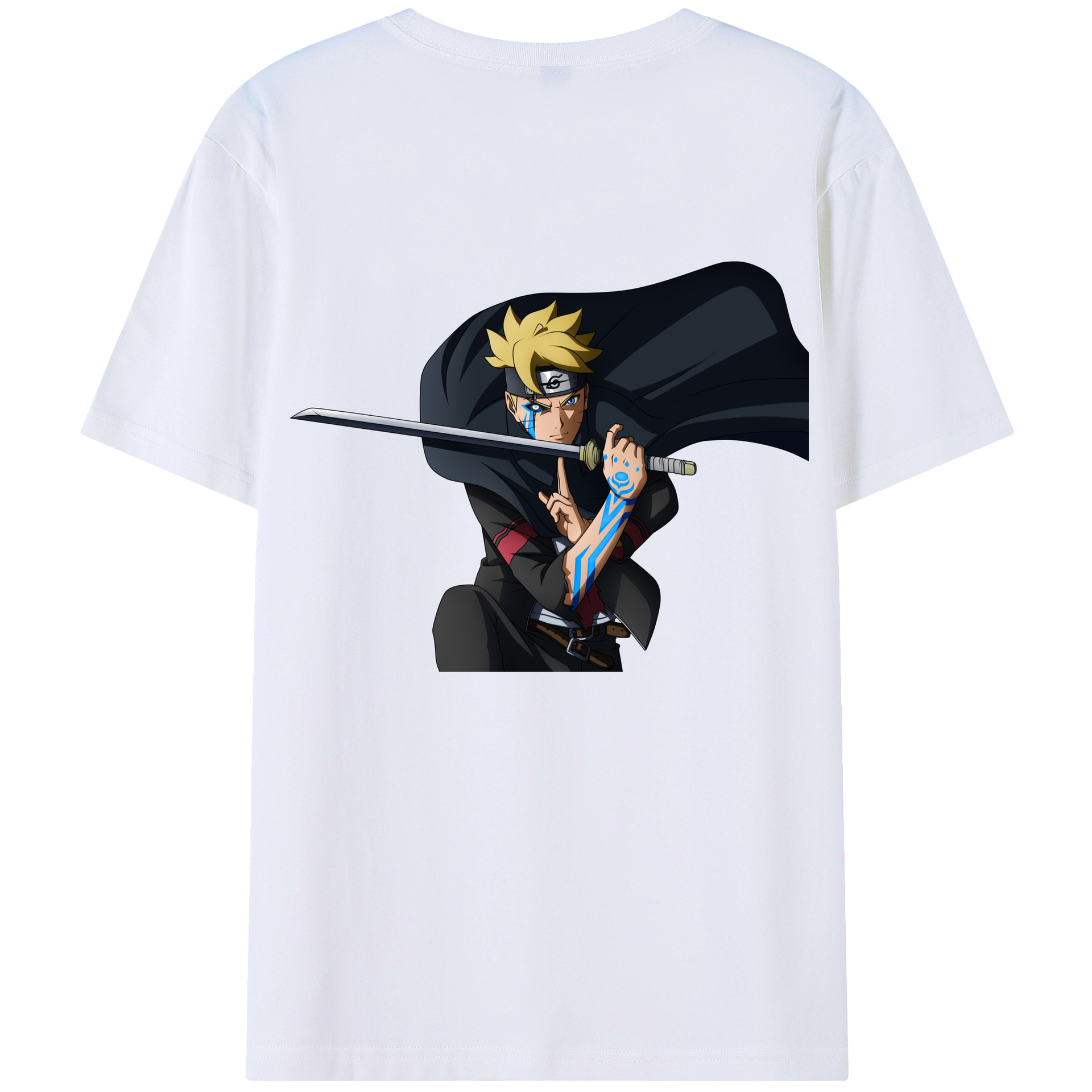 （画像用） NARUTO -ナルト- うずまき ボルト Uzumaki Boruto 綿100％ メンズ半袖Tシャツ（バックプリント） 通気性