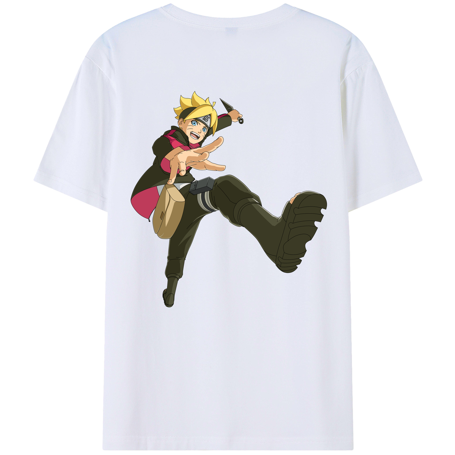 （画像用） NARUTO -ナルト- うずまき ボルト Uzumaki Boruto 綿100％ メンズ半袖Tシャツ（バックプリント） 通気性
