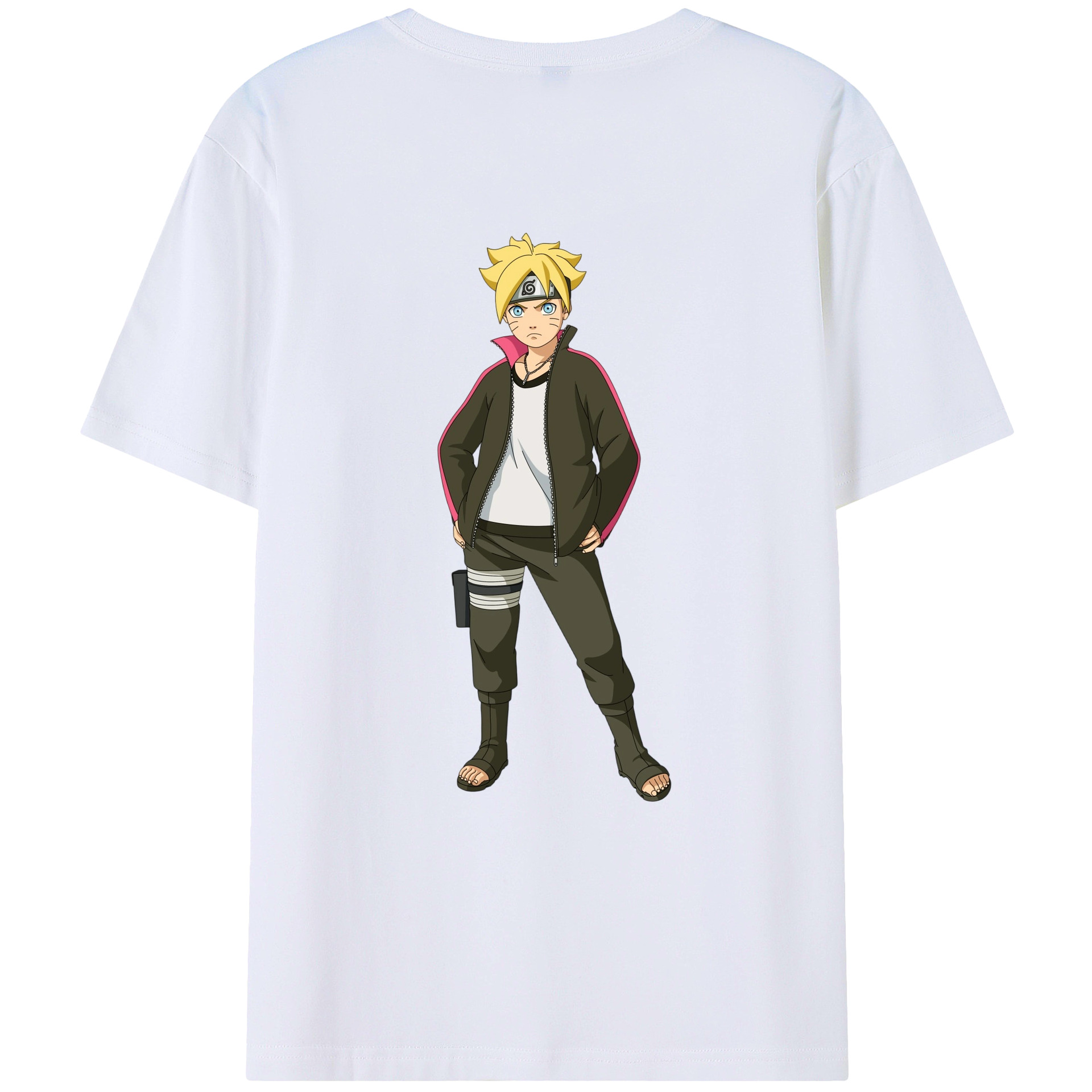 （画像用） NARUTO -ナルト- うずまき ボルト Uzumaki Boruto 綿100％ メンズ半袖Tシャツ（バックプリント） 通気性