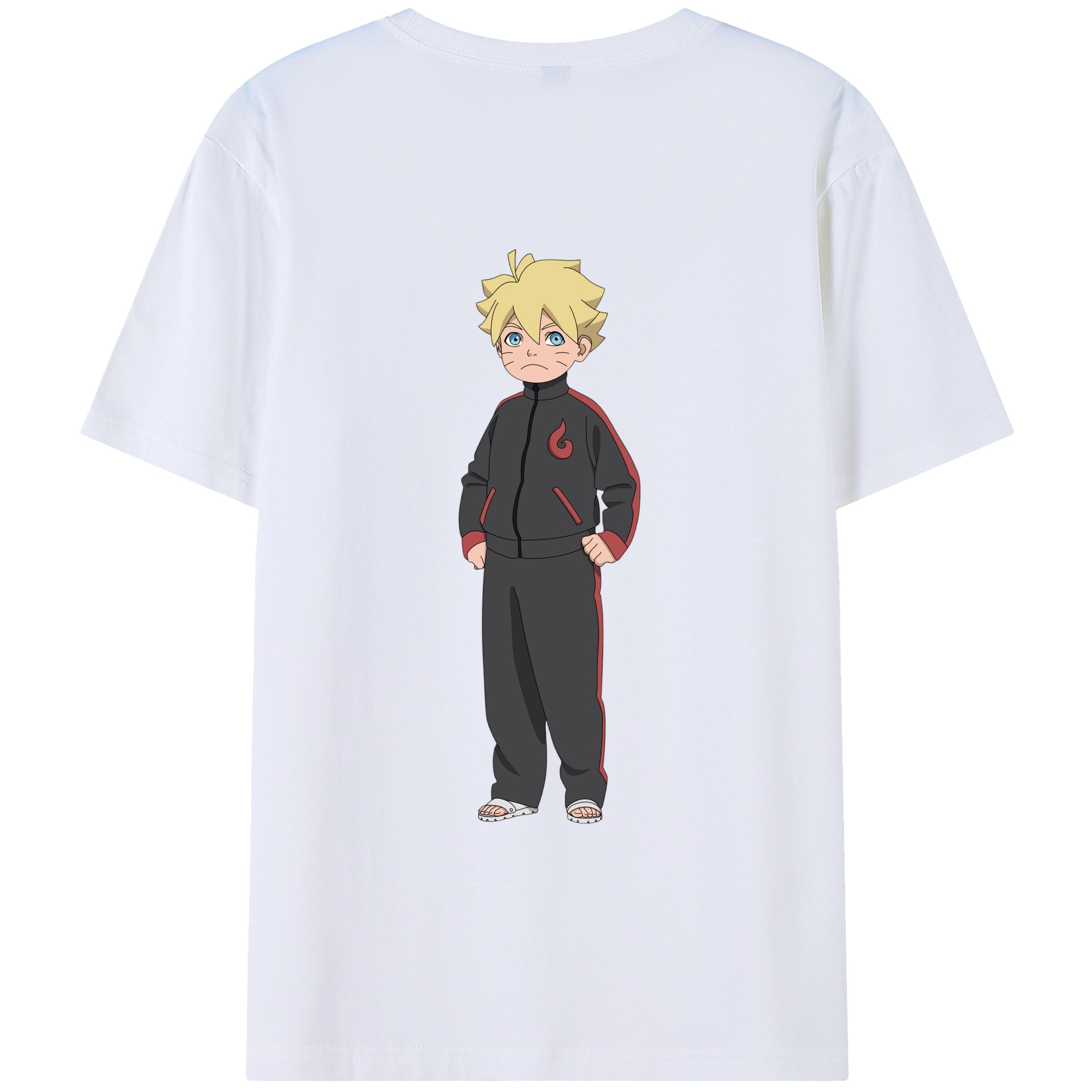 （画像用） NARUTO -ナルト- うずまき ボルト Uzumaki Boruto 綿100％ メンズ半袖Tシャツ（バックプリント） 通気性