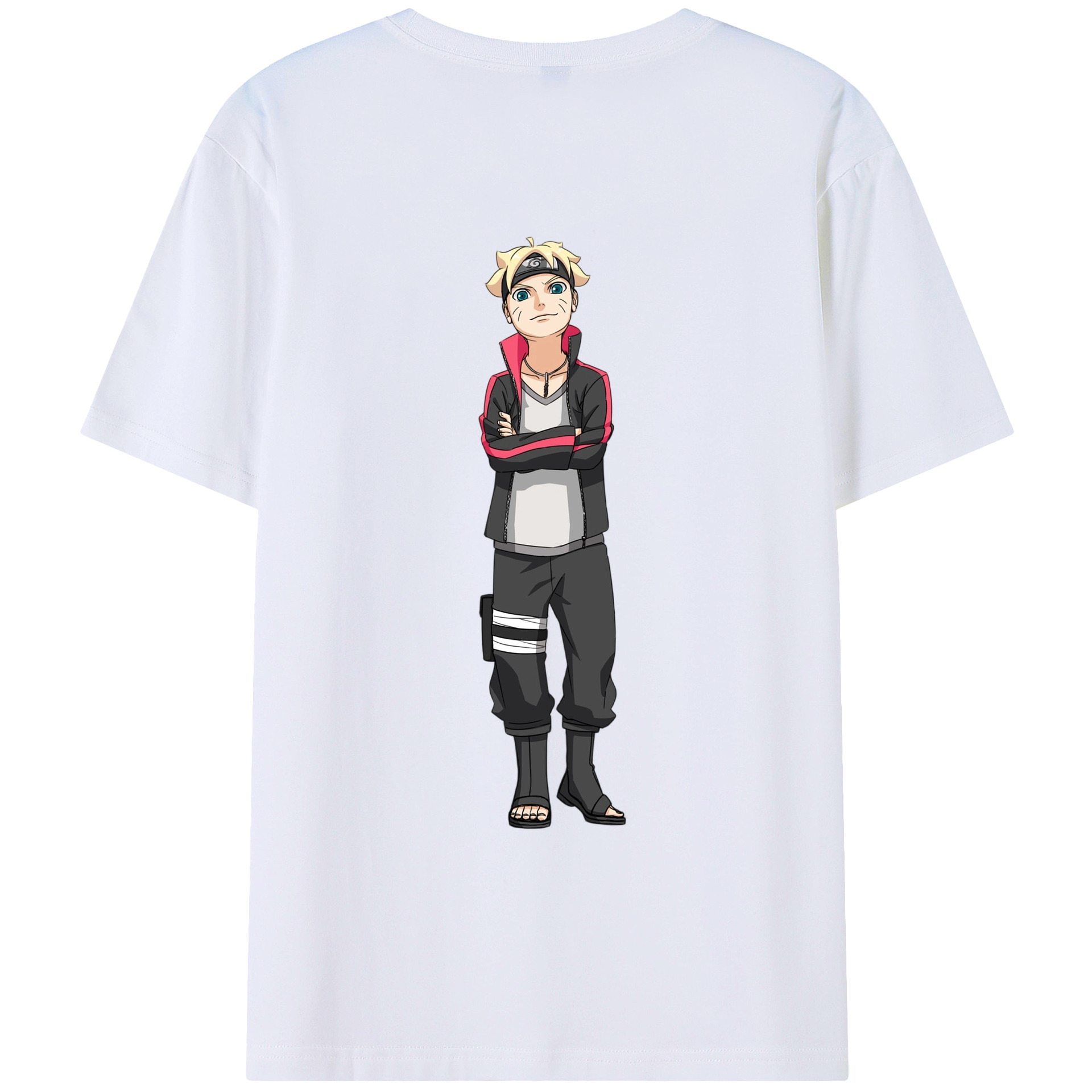 （画像用） NARUTO -ナルト- うずまき ボルト Uzumaki Boruto 綿100％ メンズ半袖Tシャツ（バックプリント） 通気性