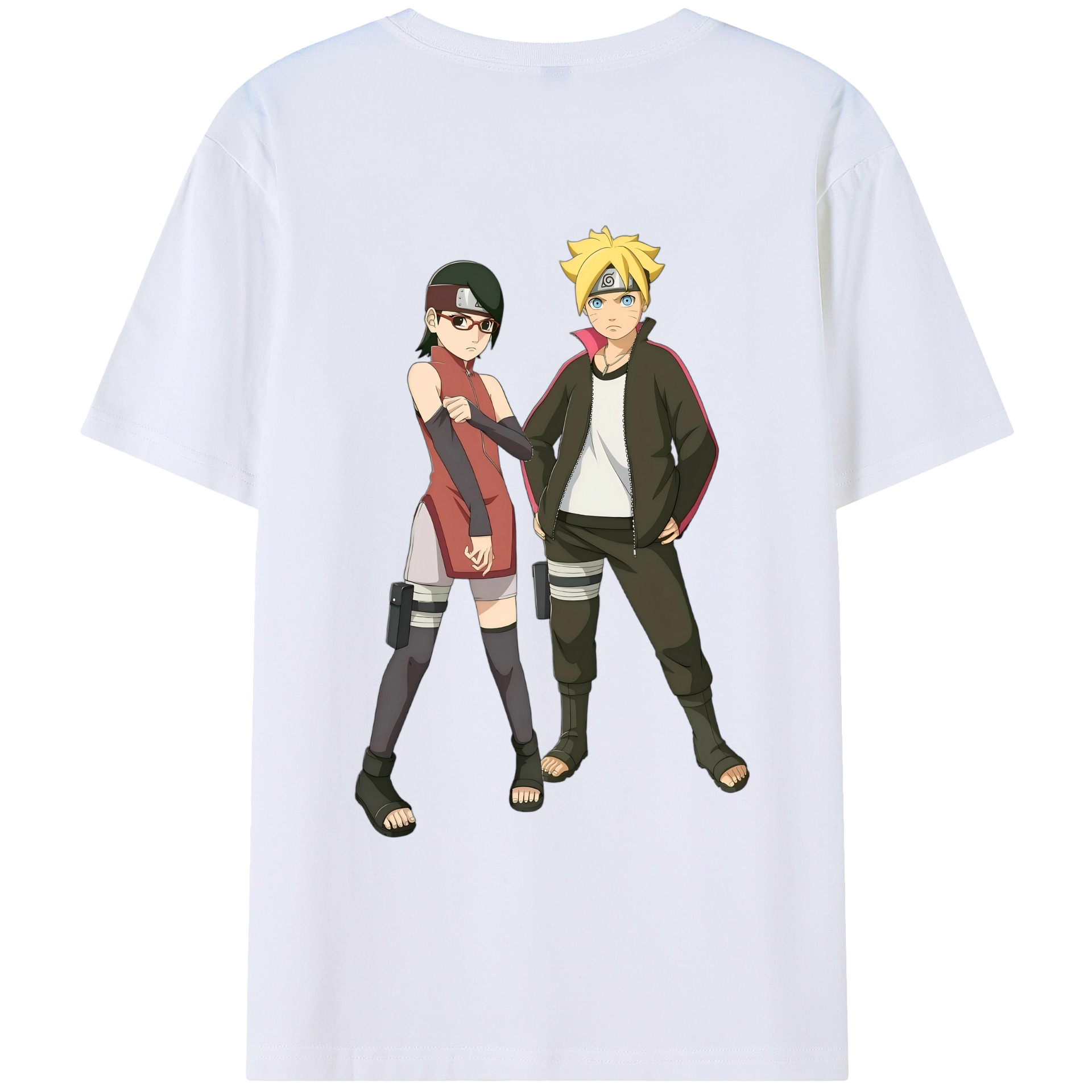 （画像用） NARUTO -ナルト- うずまき ボルト Uzumaki Boruto 綿100％ メンズ半袖Tシャツ（バックプリント） 通気性