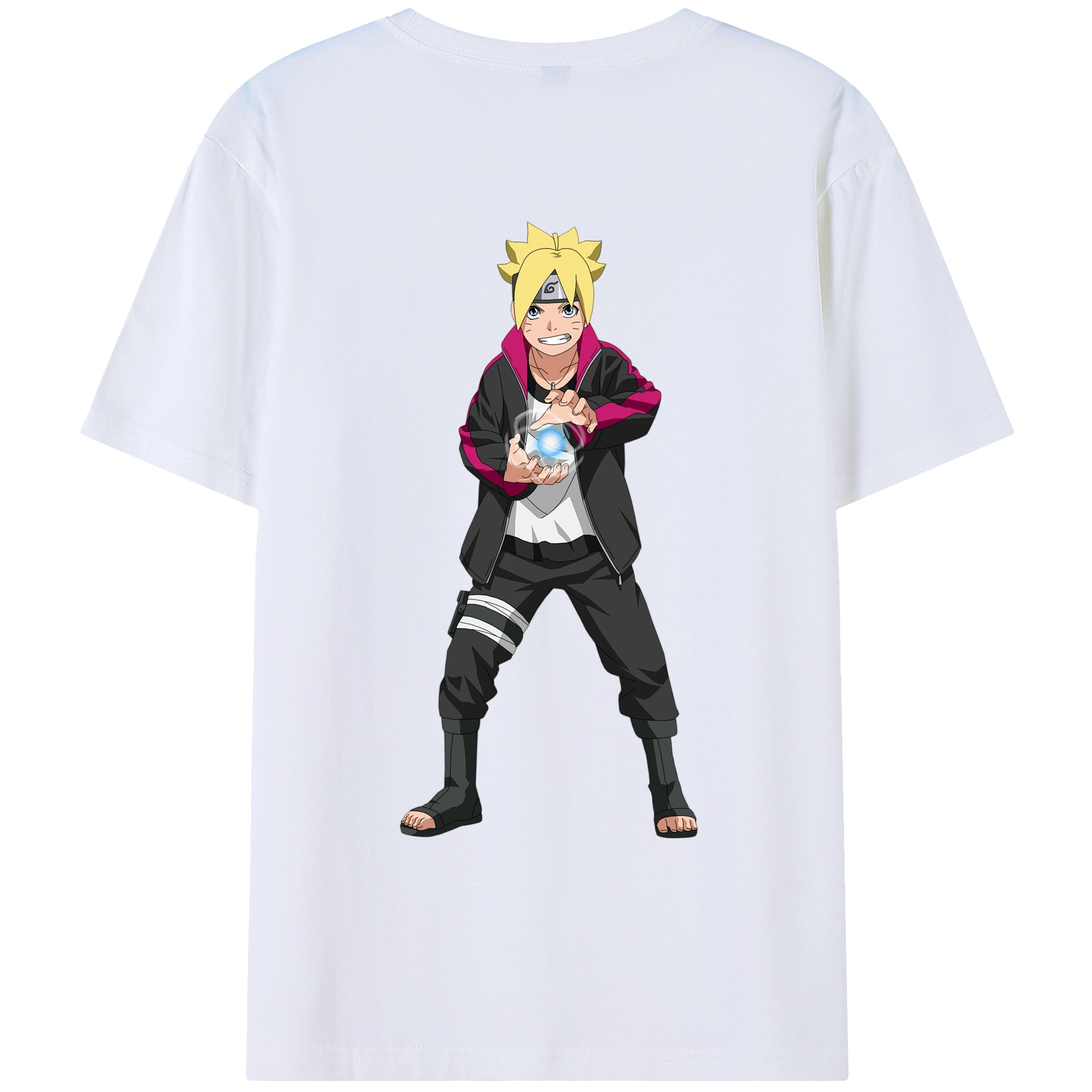 （画像用） NARUTO -ナルト- うずまき ボルト Uzumaki Boruto 綿100％ メンズ半袖Tシャツ（バックプリント） 通気性