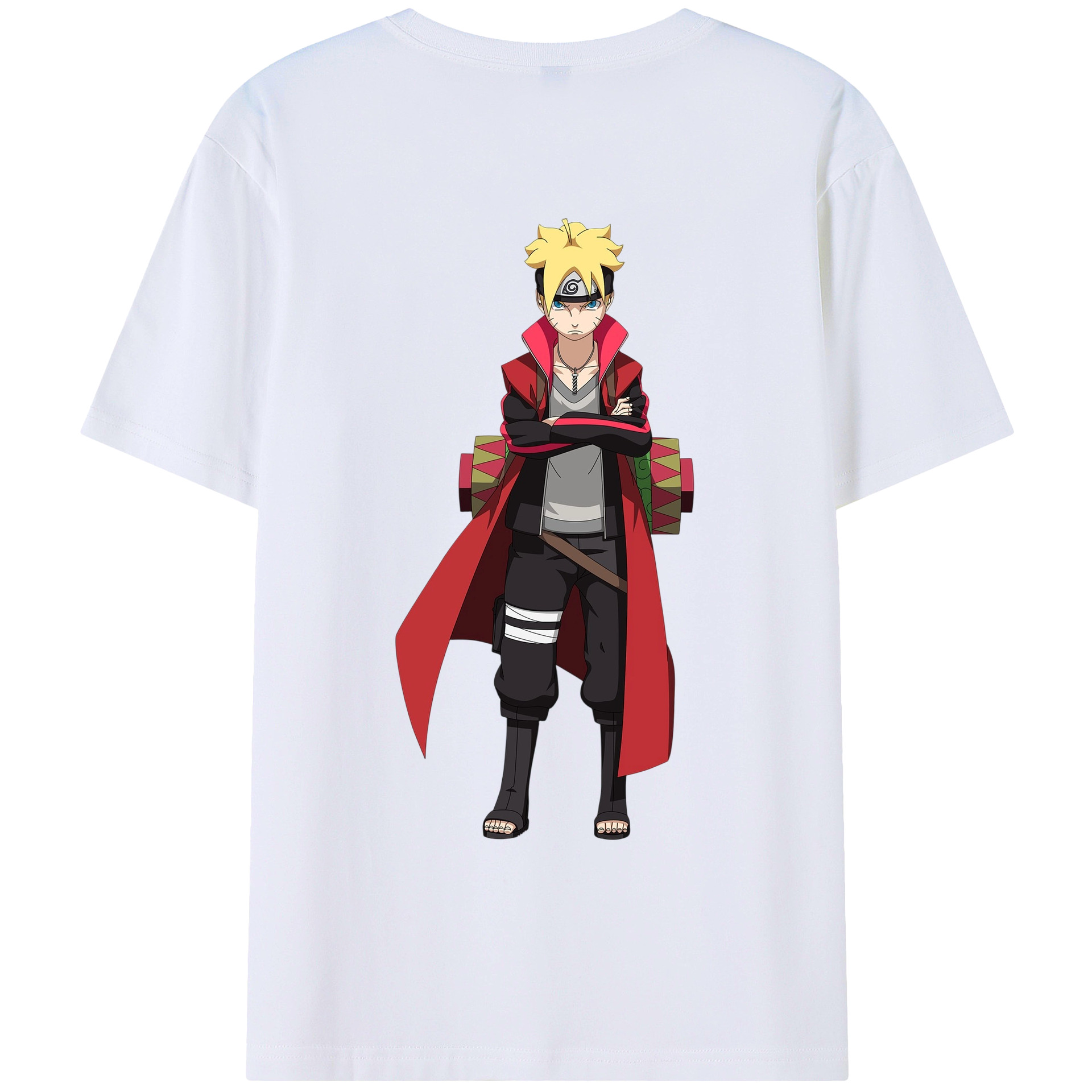 （画像用） NARUTO -ナルト- うずまき ボルト Uzumaki Boruto 綿100％ メンズ半袖Tシャツ（バックプリント） 通気性