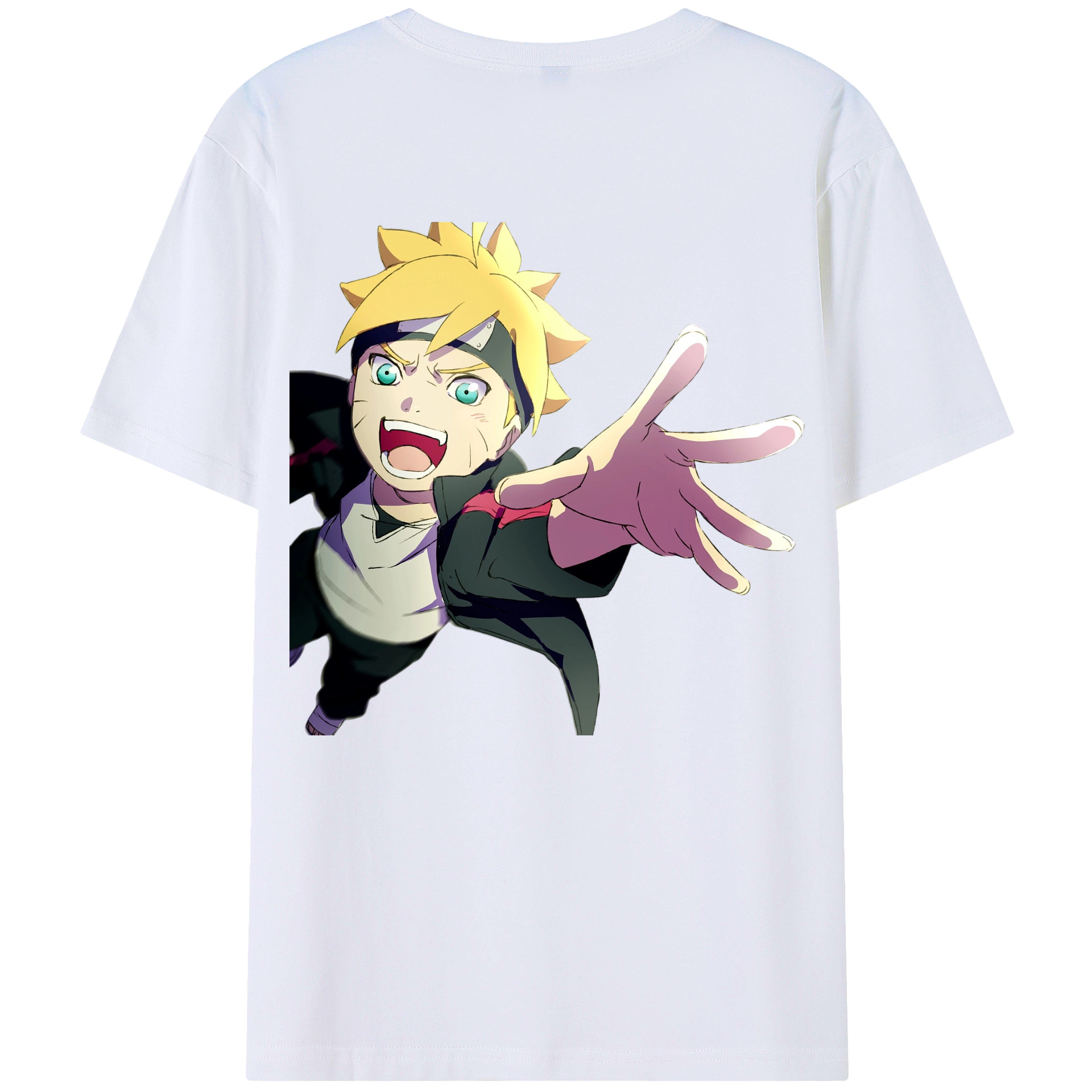 （画像用） NARUTO -ナルト- うずまき ボルト Uzumaki Boruto 綿100％ メンズ半袖Tシャツ（バックプリント） 通気性