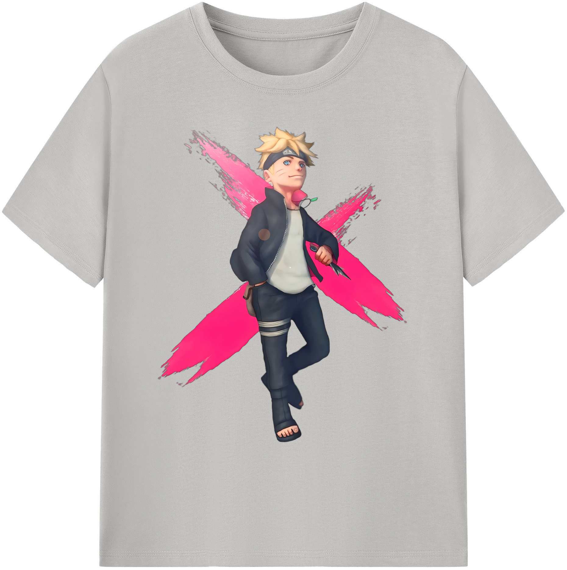 （画像用） NARUTO -ナルト- うずまき ボルト Uzumaki Boruto 綿100％ メンズ半袖Tシャツ｜肌触りやわらか＆通気性