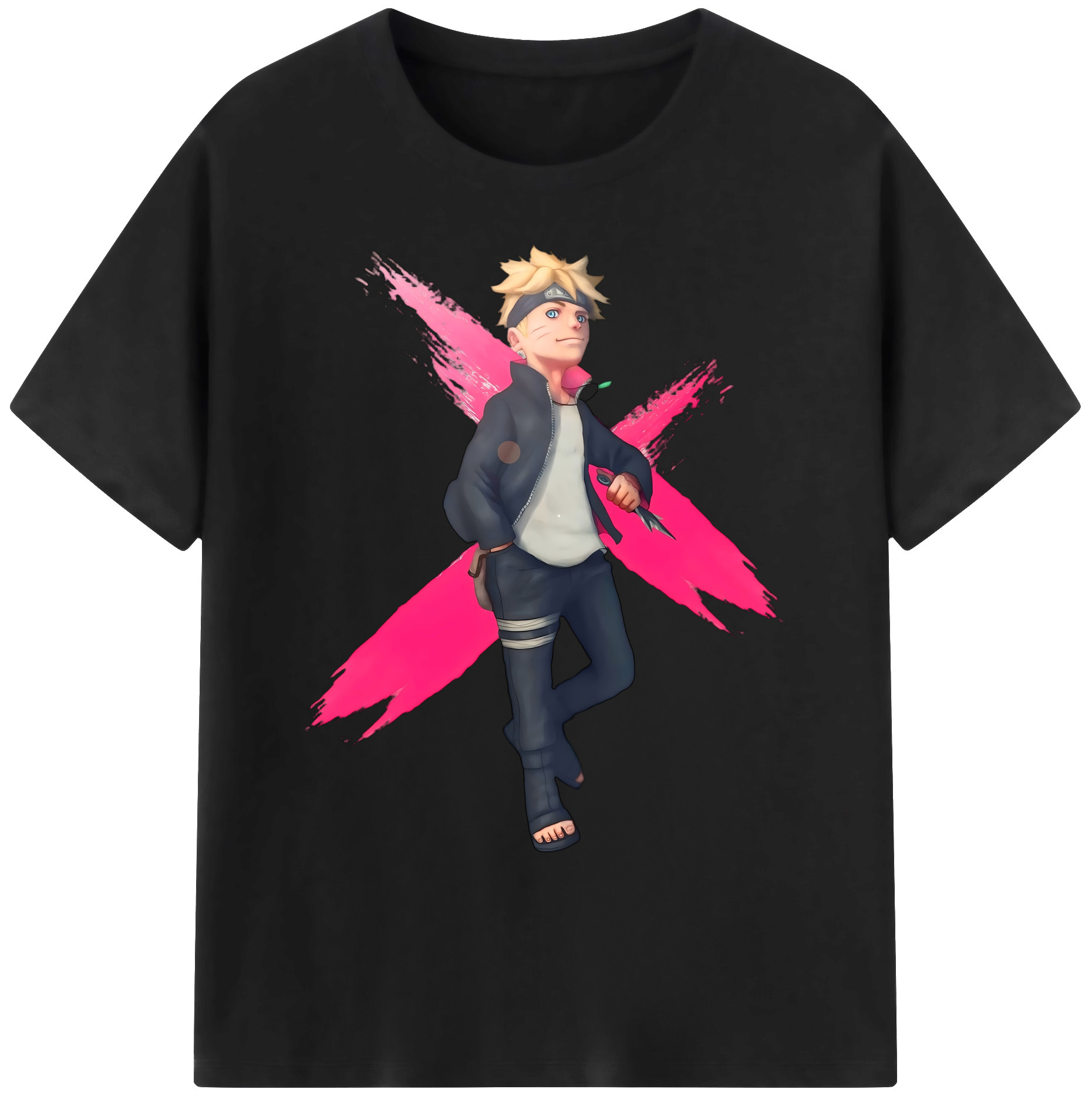 （画像用） NARUTO -ナルト- うずまき ボルト Uzumaki Boruto 綿100％ メンズ半袖Tシャツ｜肌触りやわらか＆通気性