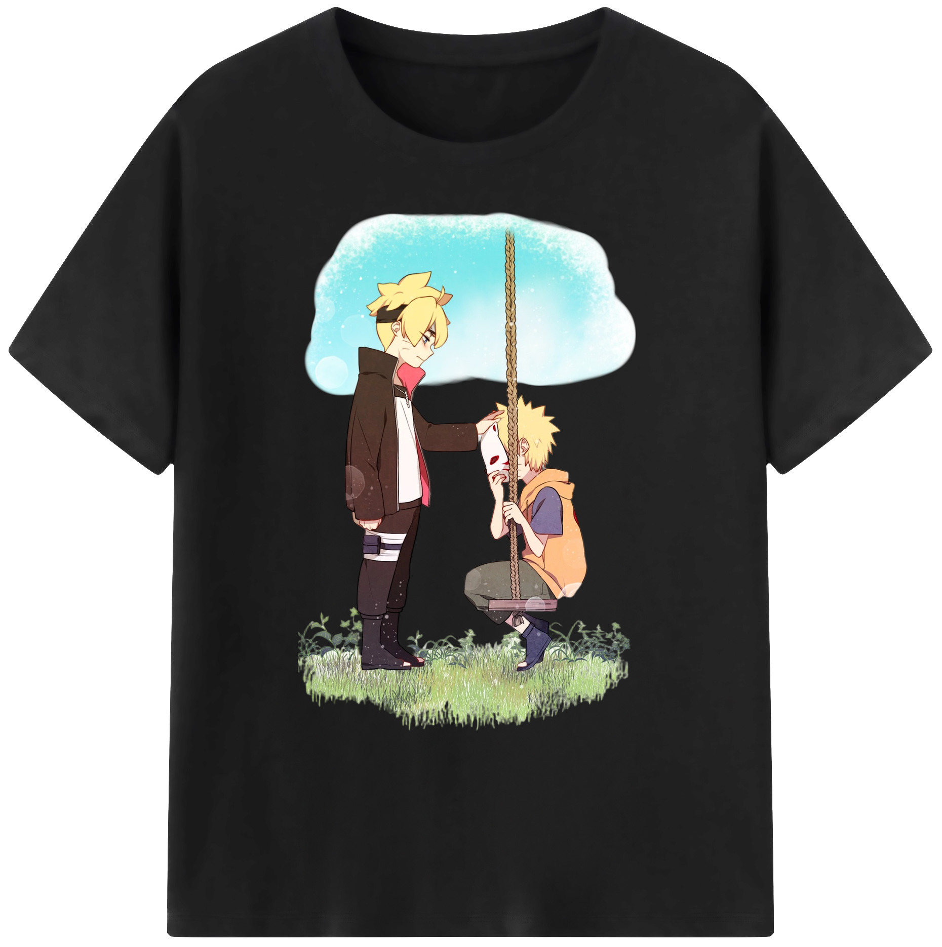 （画像用） NARUTO -ナルト- うずまき ボルト Uzumaki Boruto 綿100％ メンズ半袖Tシャツ｜肌触りやわらか＆通気性