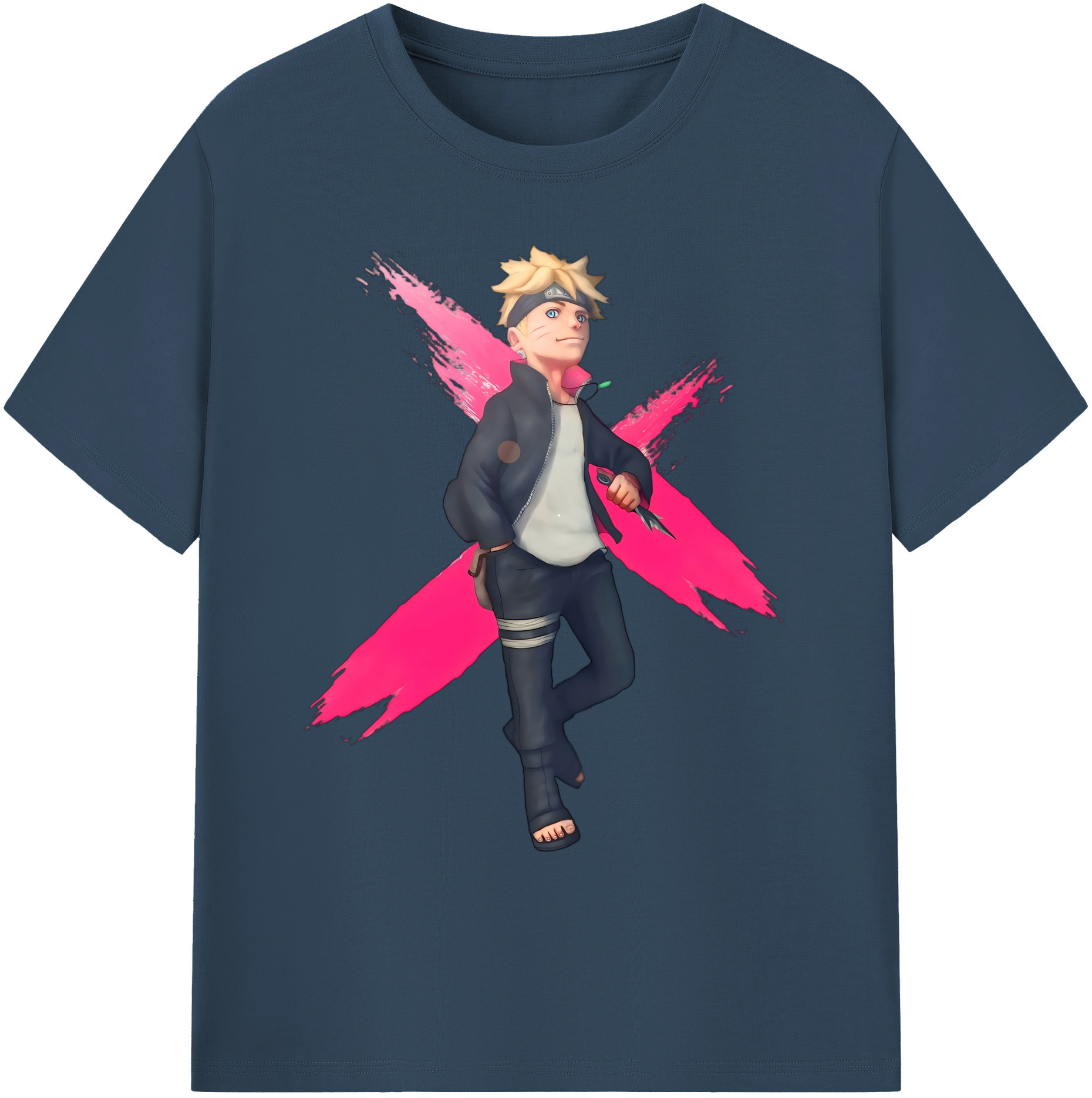 （画像用） NARUTO -ナルト- うずまき ボルト Uzumaki Boruto 綿100％ メンズ半袖Tシャツ｜肌触りやわらか＆通気性