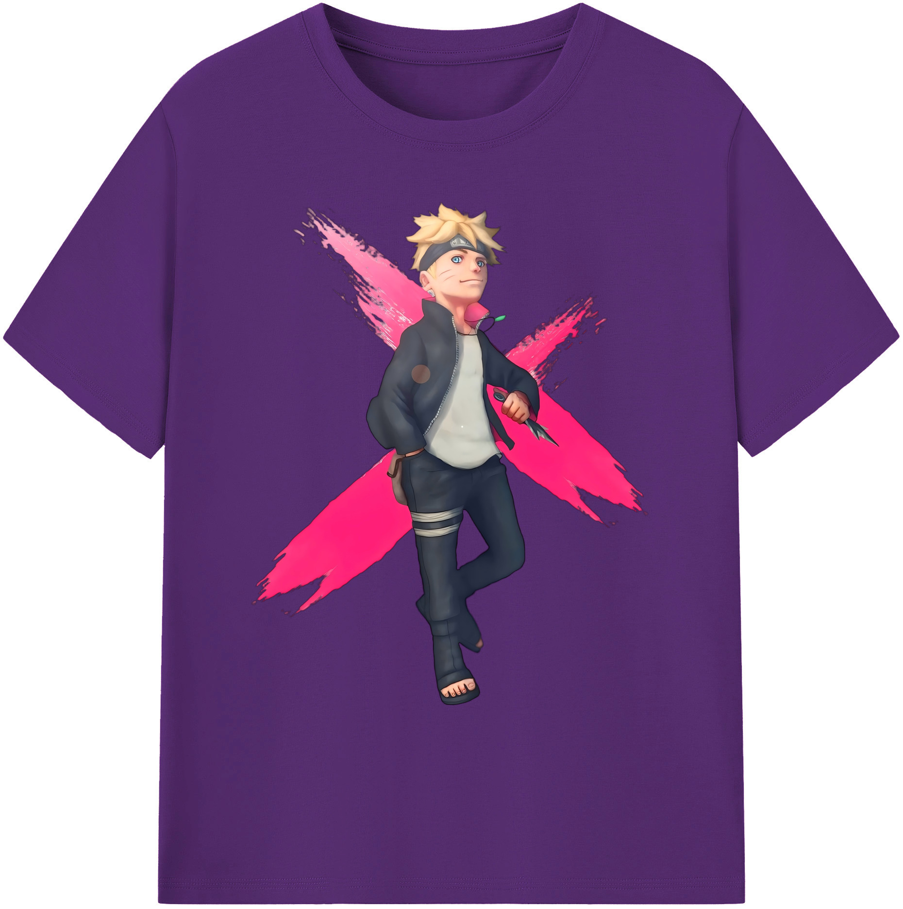 （画像用） NARUTO -ナルト- うずまき ボルト Uzumaki Boruto 綿100％ メンズ半袖Tシャツ｜肌触りやわらか＆通気性