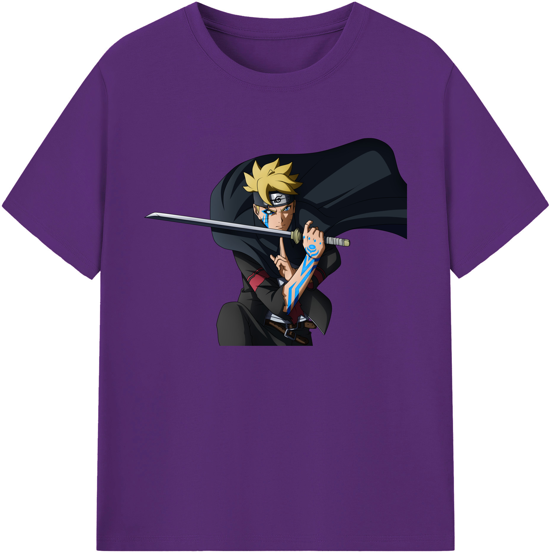 （画像用） NARUTO -ナルト- うずまき ボルト Uzumaki Boruto 綿100％ メンズ半袖Tシャツ｜肌触りやわらか＆通気性