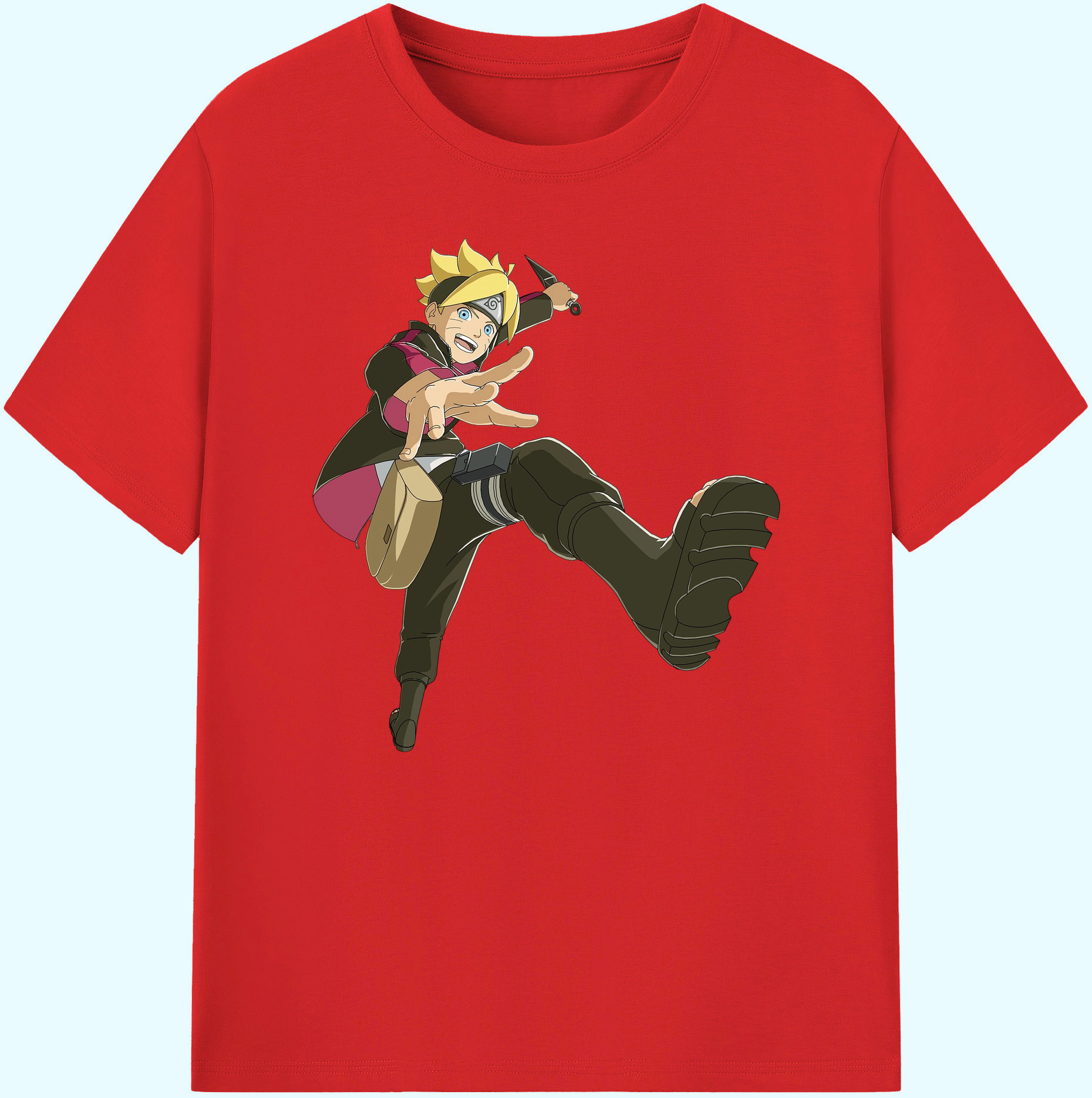 （画像用） NARUTO -ナルト- うずまき ボルト Uzumaki Boruto 綿100％ メンズ半袖Tシャツ｜肌触りやわらか＆通気性