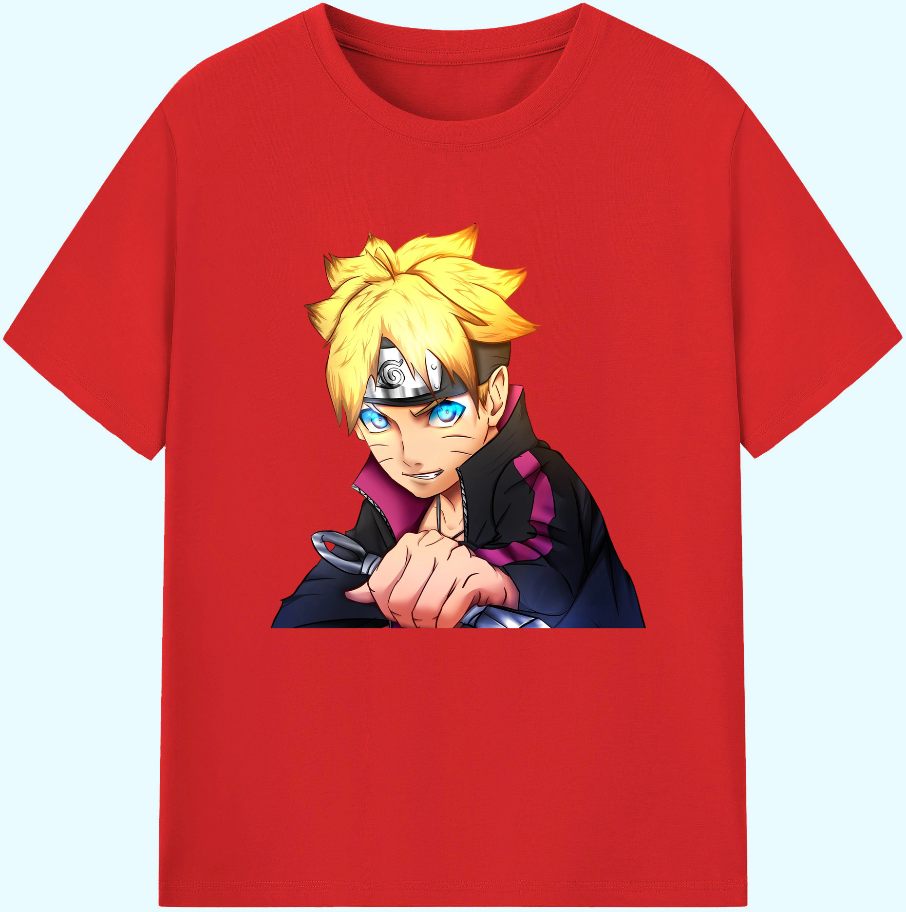 （画像用） NARUTO -ナルト- うずまき ボルト Uzumaki Boruto 綿100％ メンズ半袖Tシャツ｜肌触りやわらか＆通気性