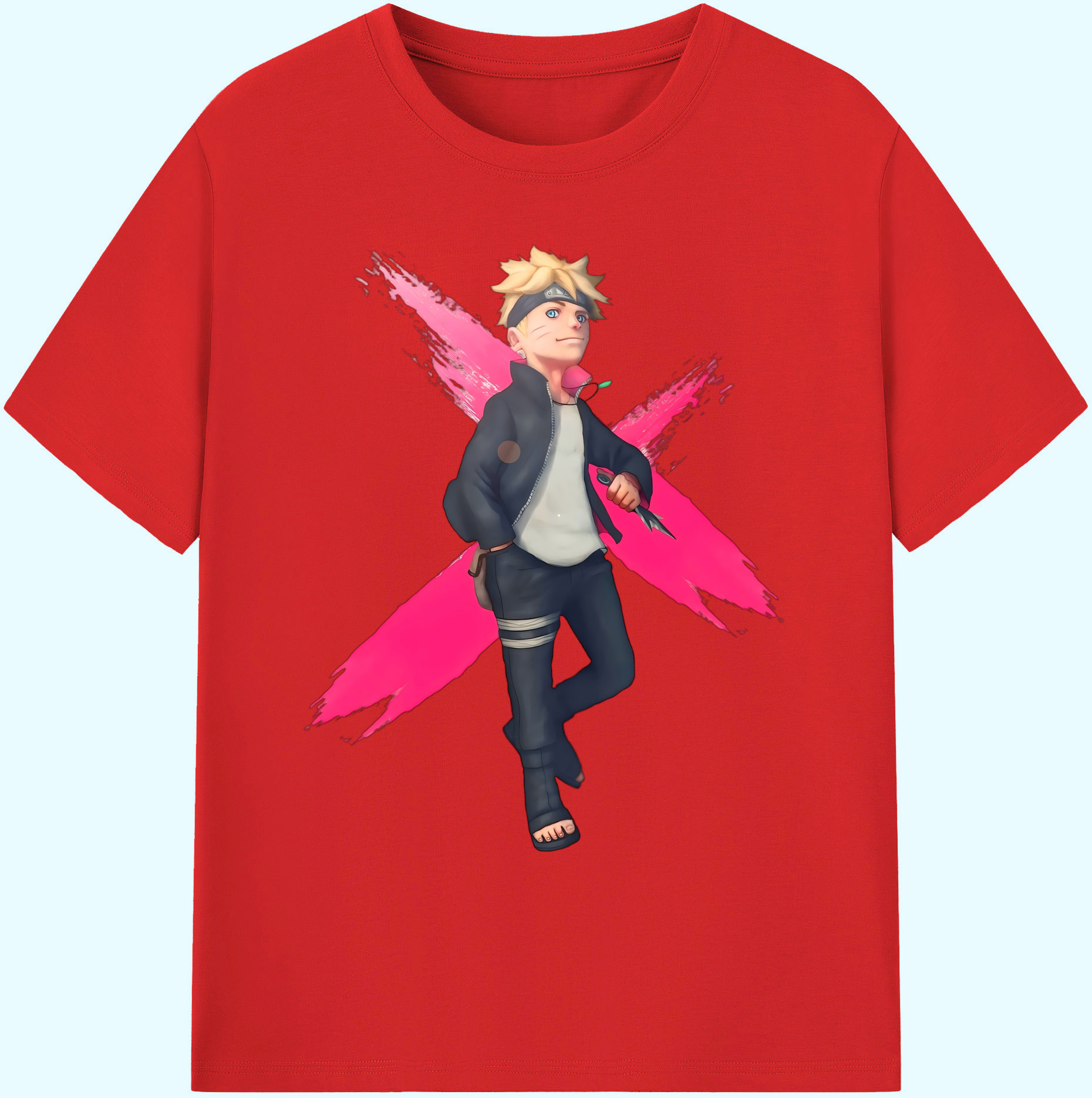 （画像用） NARUTO -ナルト- うずまき ボルト Uzumaki Boruto 綿100％ メンズ半袖Tシャツ｜肌触りやわらか＆通気性