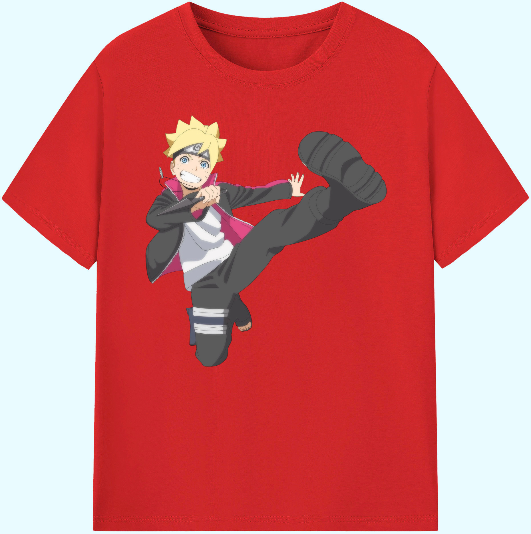 （画像用） NARUTO -ナルト- うずまき ボルト Uzumaki Boruto 綿100％ メンズ半袖Tシャツ｜肌触りやわらか＆通気性
