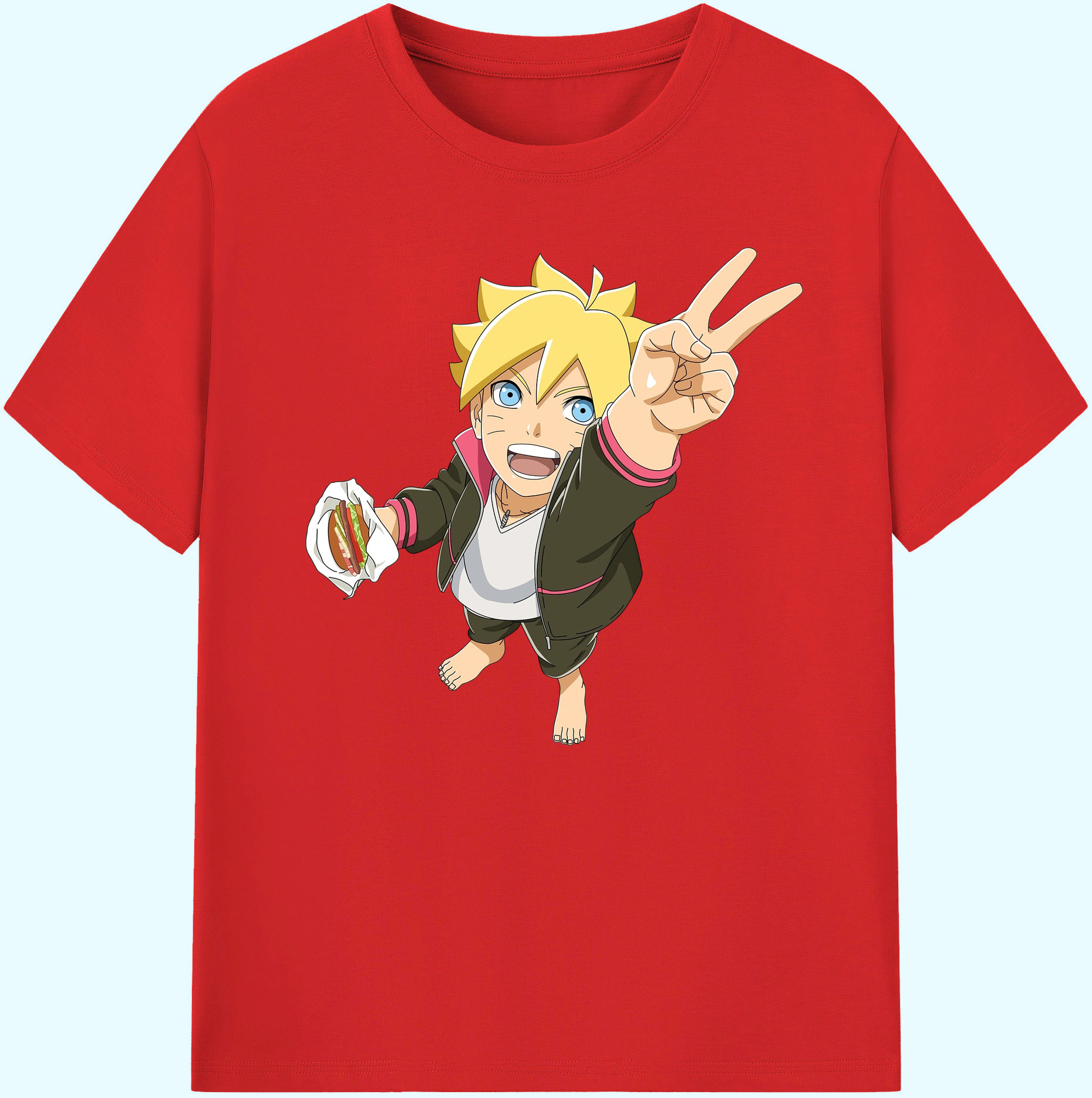 （画像用） NARUTO -ナルト- うずまき ボルト Uzumaki Boruto 綿100％ メンズ半袖Tシャツ｜肌触りやわらか＆通気性