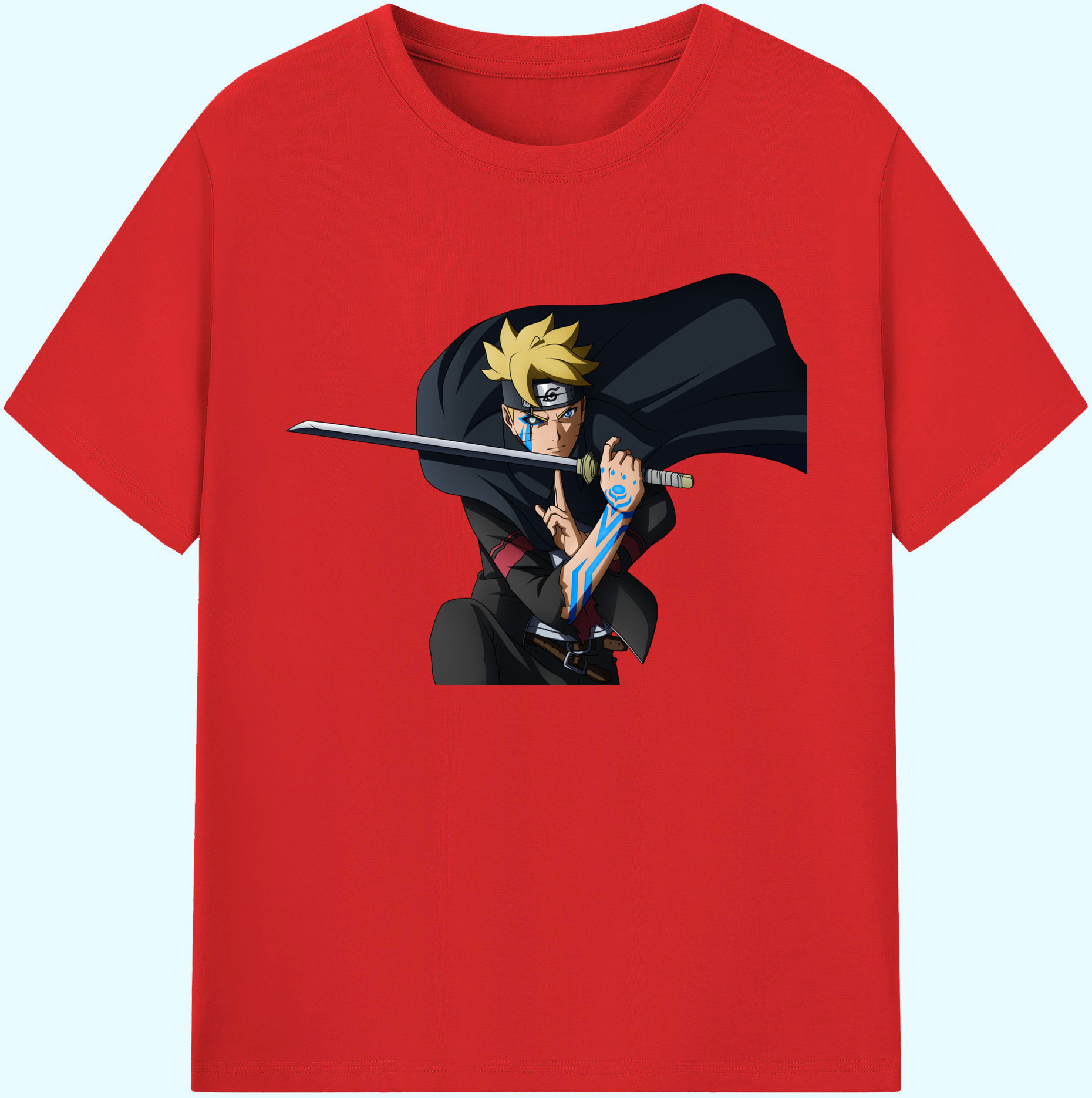 （画像用） NARUTO -ナルト- うずまき ボルト Uzumaki Boruto 綿100％ メンズ半袖Tシャツ｜肌触りやわらか＆通気性