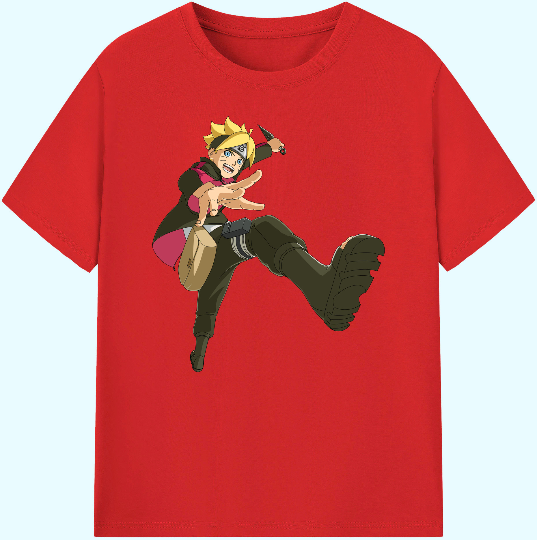 （画像用） NARUTO -ナルト- うずまき ボルト Uzumaki Boruto 綿100％ メンズ半袖Tシャツ｜肌触りやわらか＆通気性