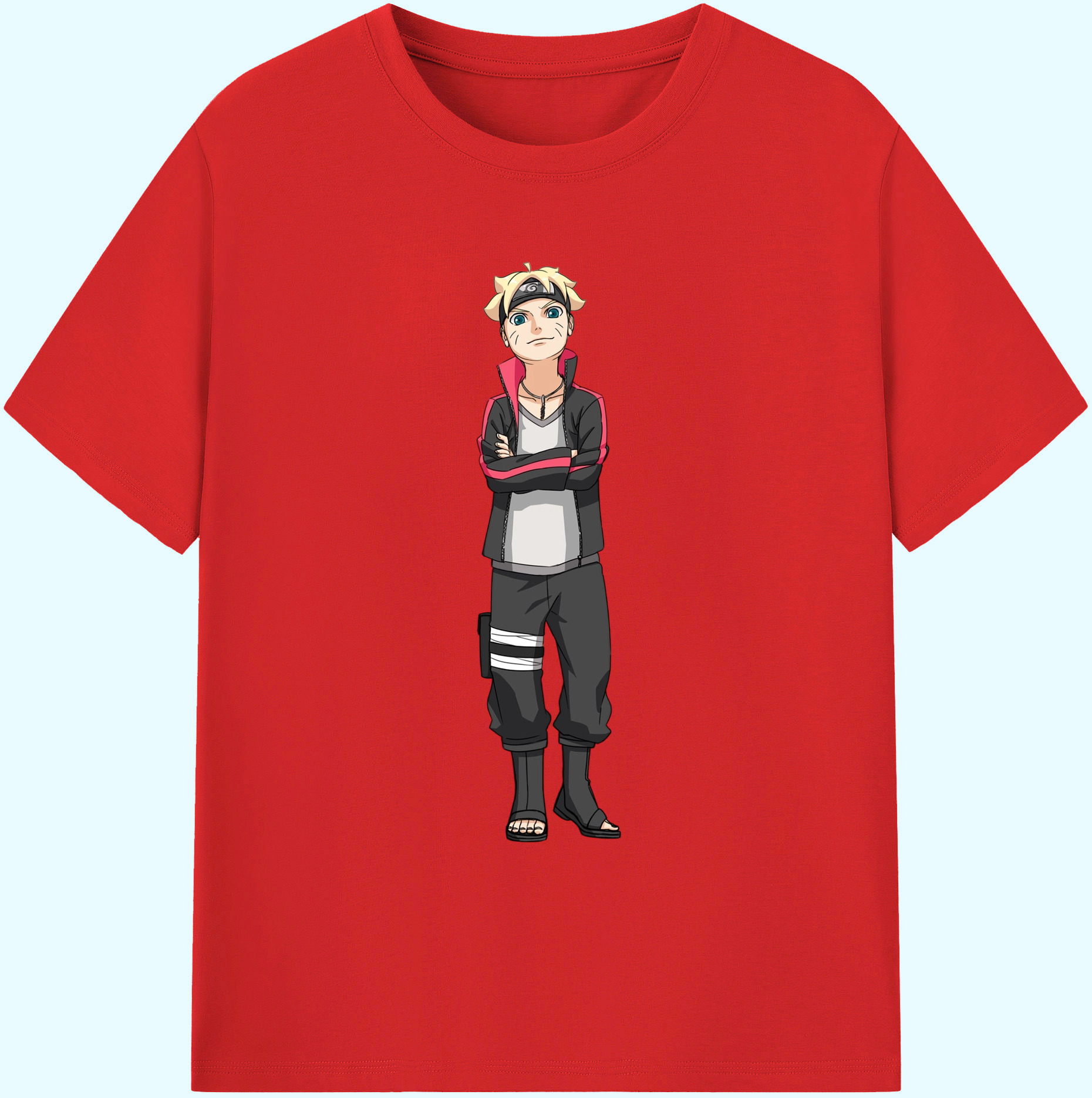 （画像用） NARUTO -ナルト- うずまき ボルト Uzumaki Boruto 綿100％ メンズ半袖Tシャツ｜肌触りやわらか＆通気性