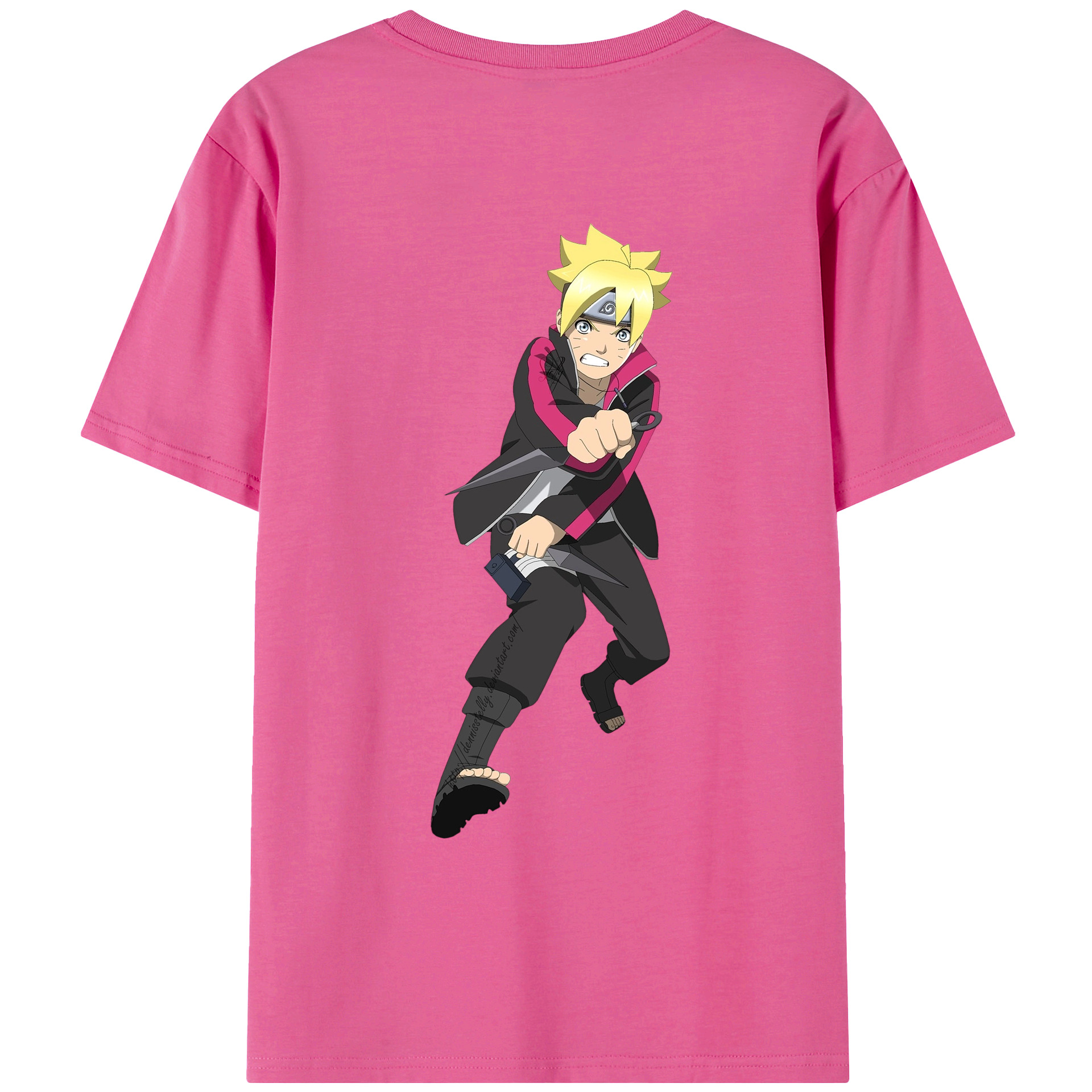 （画像用） NARUTO -ナルト- うずまき ボルト Uzumaki Boruto レディース半袖Tシャツ(バックプリント)