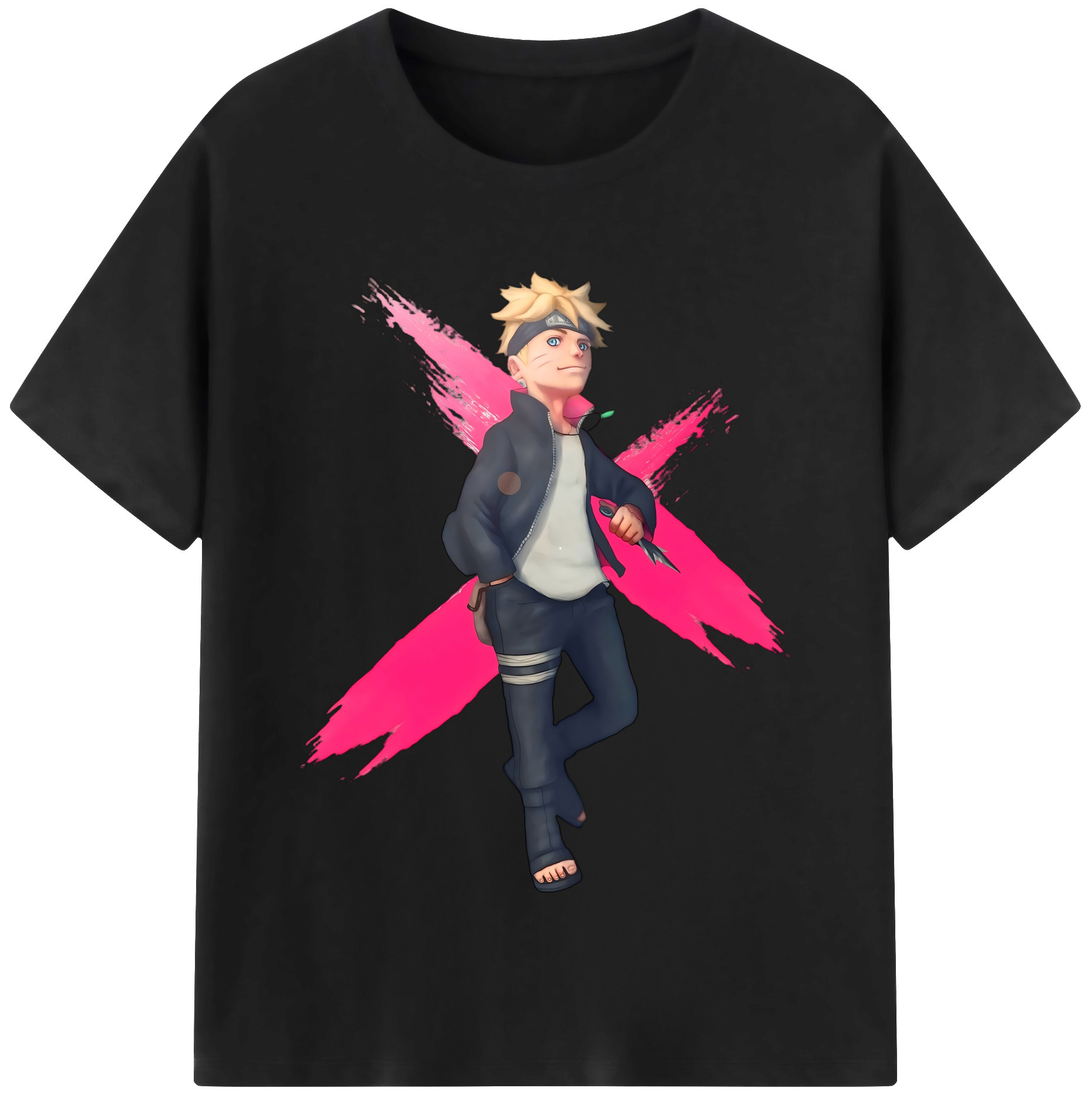 （画像用） NARUTO -ナルト- うずまき ボルト Uzumaki Boruto レディースカジュアルプリントTシャツ（綿100％）
