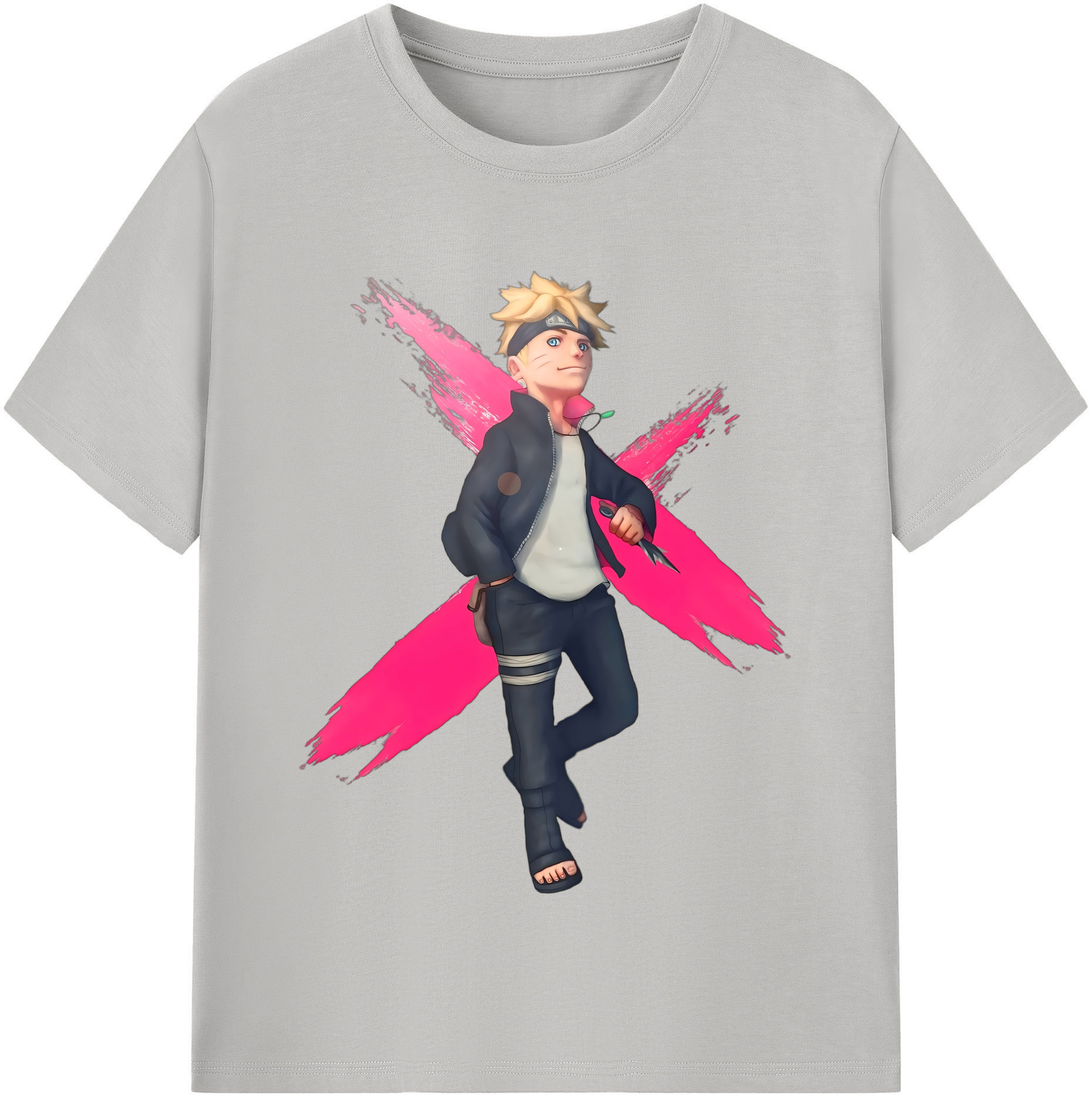 （画像用） NARUTO -ナルト- うずまき ボルト Uzumaki Boruto レディースカジュアルプリントTシャツ（綿100％）