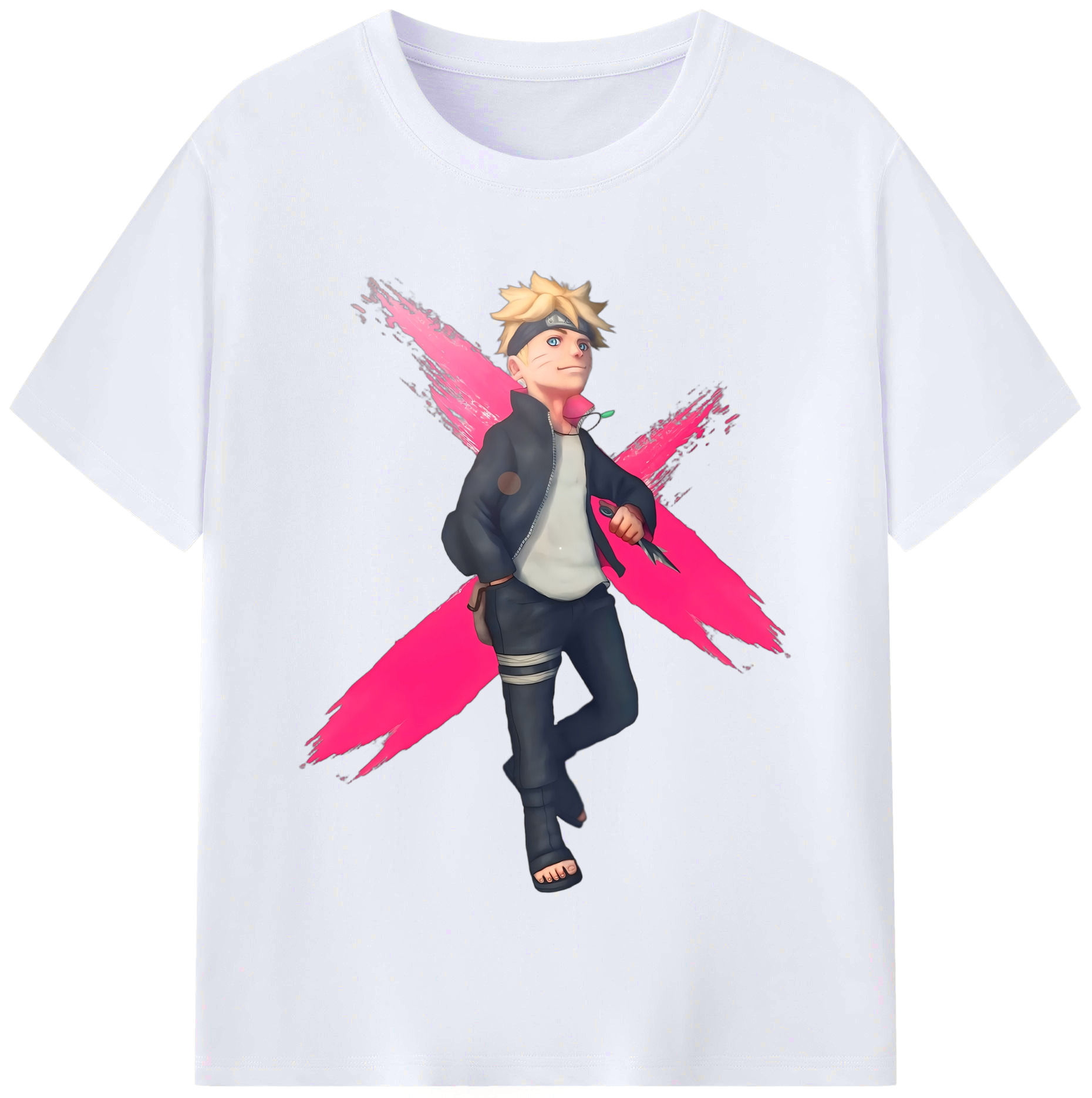 （画像用） NARUTO -ナルト- うずまき ボルト Uzumaki Boruto レディースカジュアルプリントTシャツ（綿100％）
