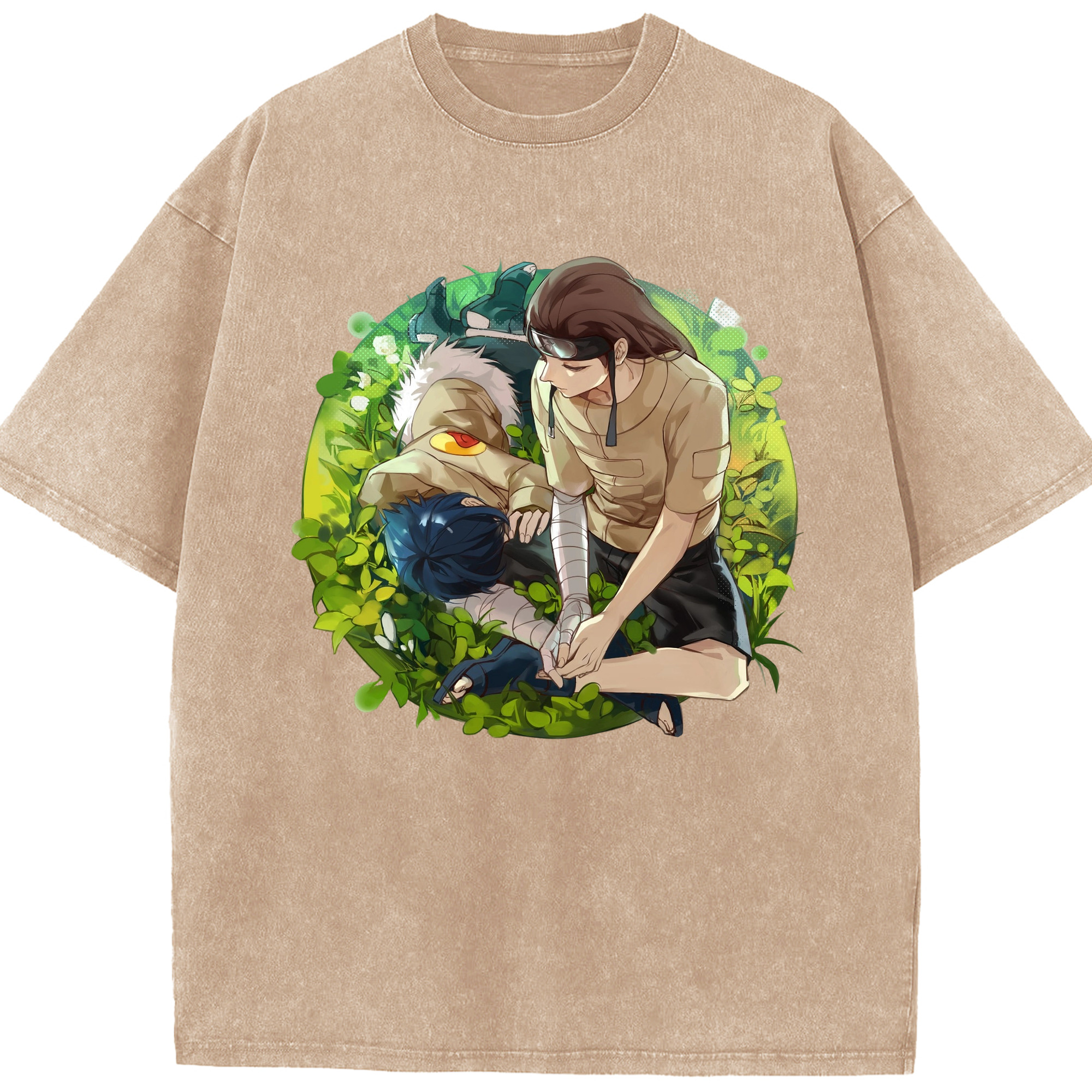 （画像用） NARUTO -ナルト- 日向ネジ Hyūga Neji 綿100% ヴィンテージ風 半袖Tシャツ（フロントプリント）
