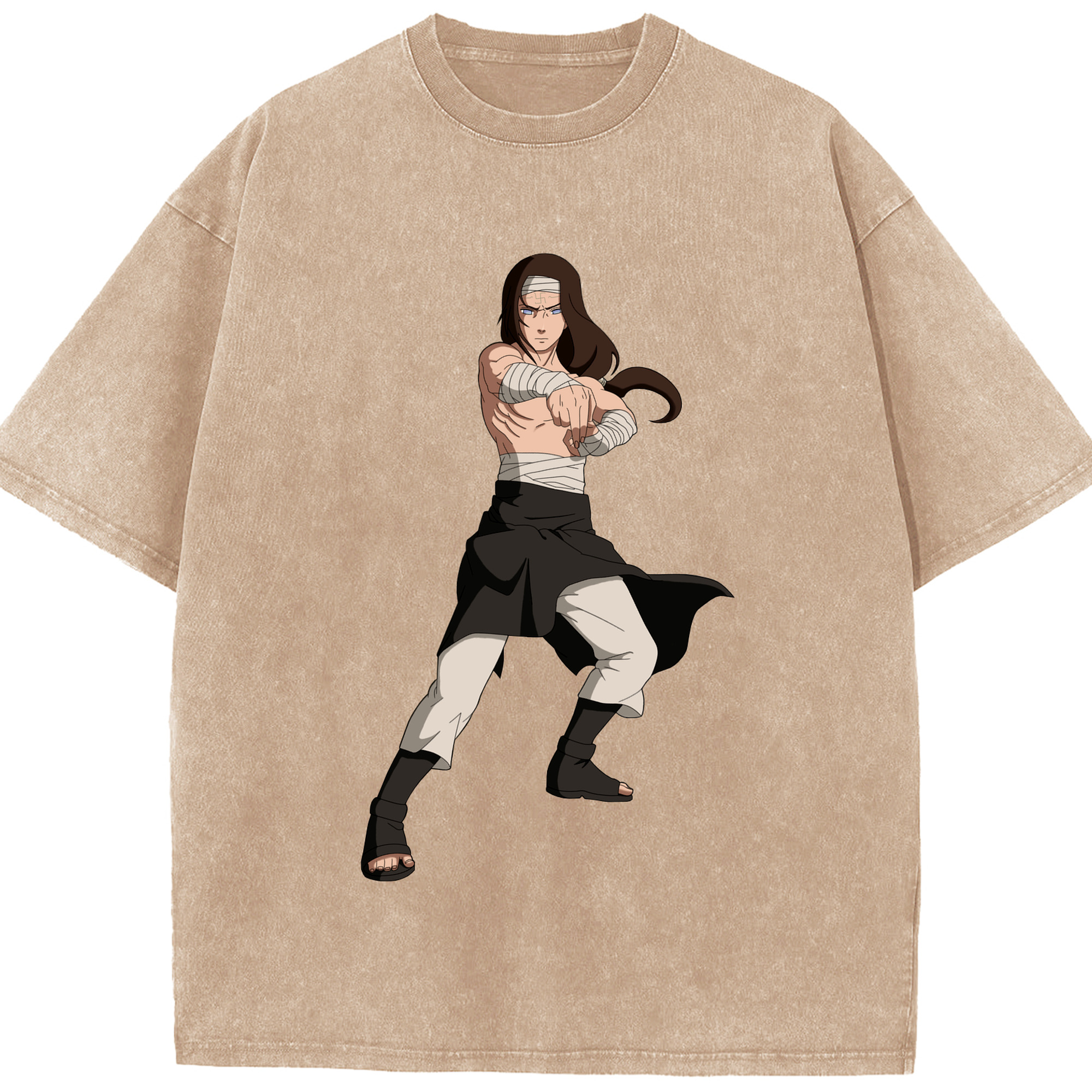 （画像用） NARUTO -ナルト- 日向ネジ Hyūga Neji 綿100% ヴィンテージ風 半袖Tシャツ（フロントプリント）