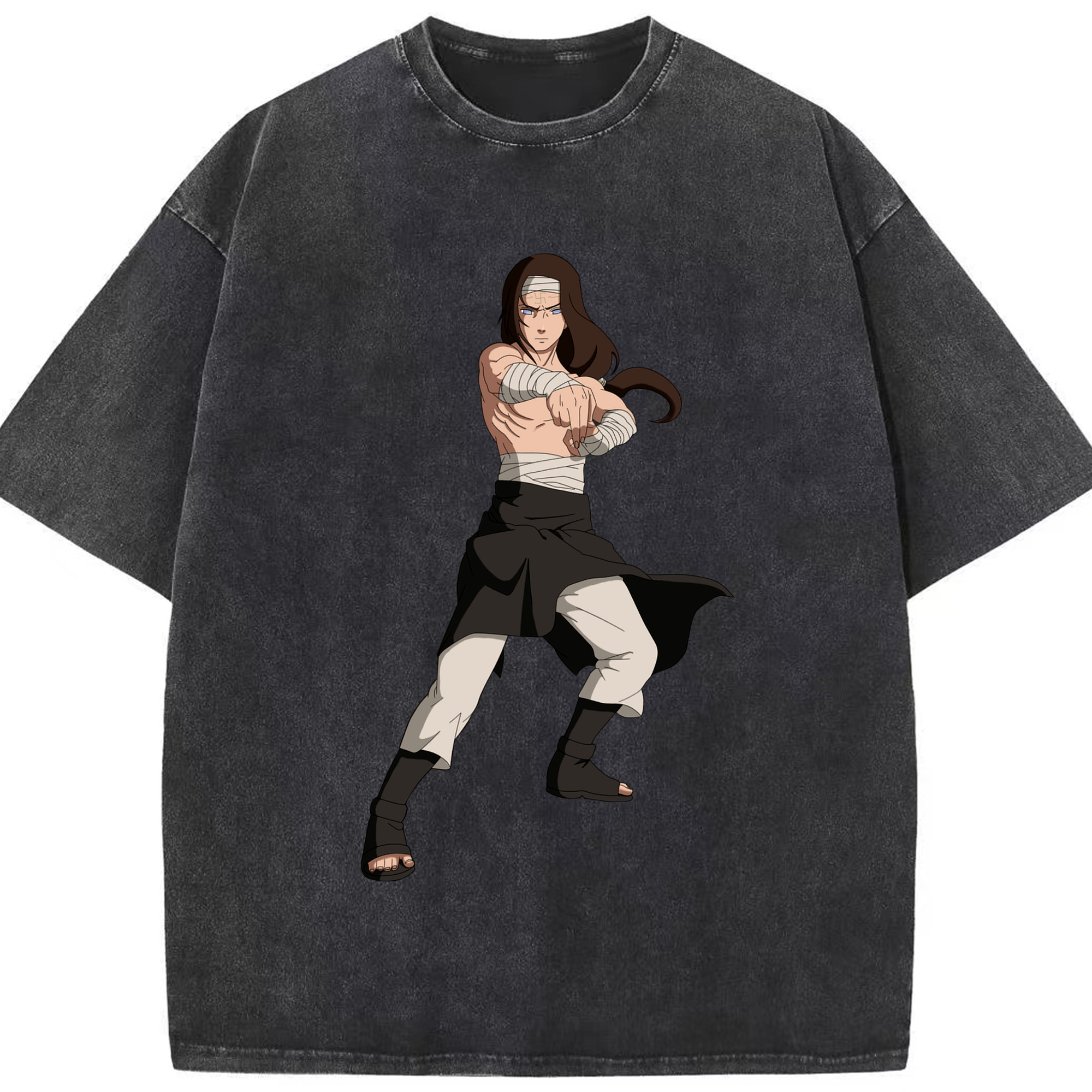 （画像用） NARUTO -ナルト- 日向ネジ Hyūga Neji 綿100% ヴィンテージ風 半袖Tシャツ（フロントプリント）