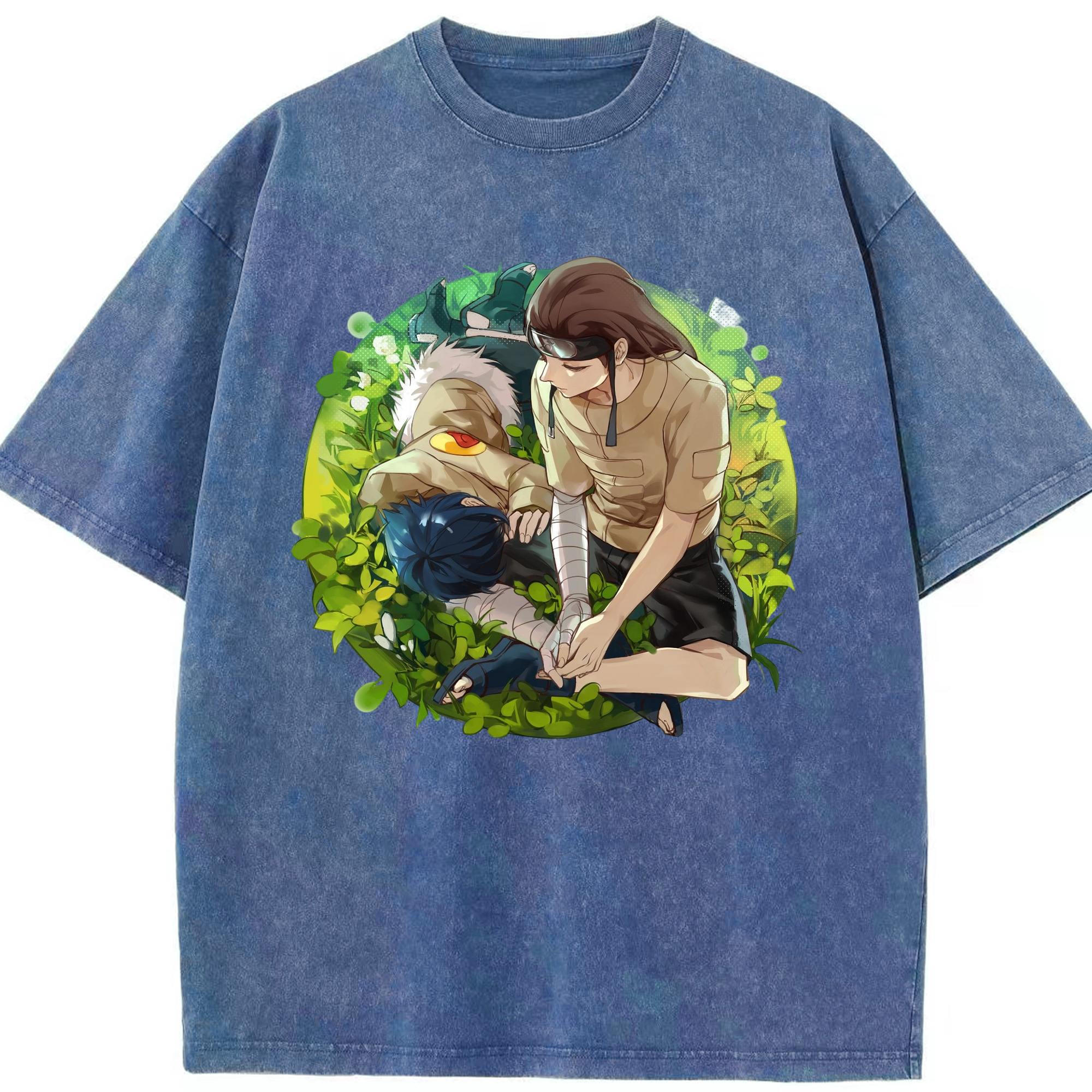 （画像用） NARUTO -ナルト- 日向ネジ Hyūga Neji 綿100% ヴィンテージ風 半袖Tシャツ（フロントプリント）