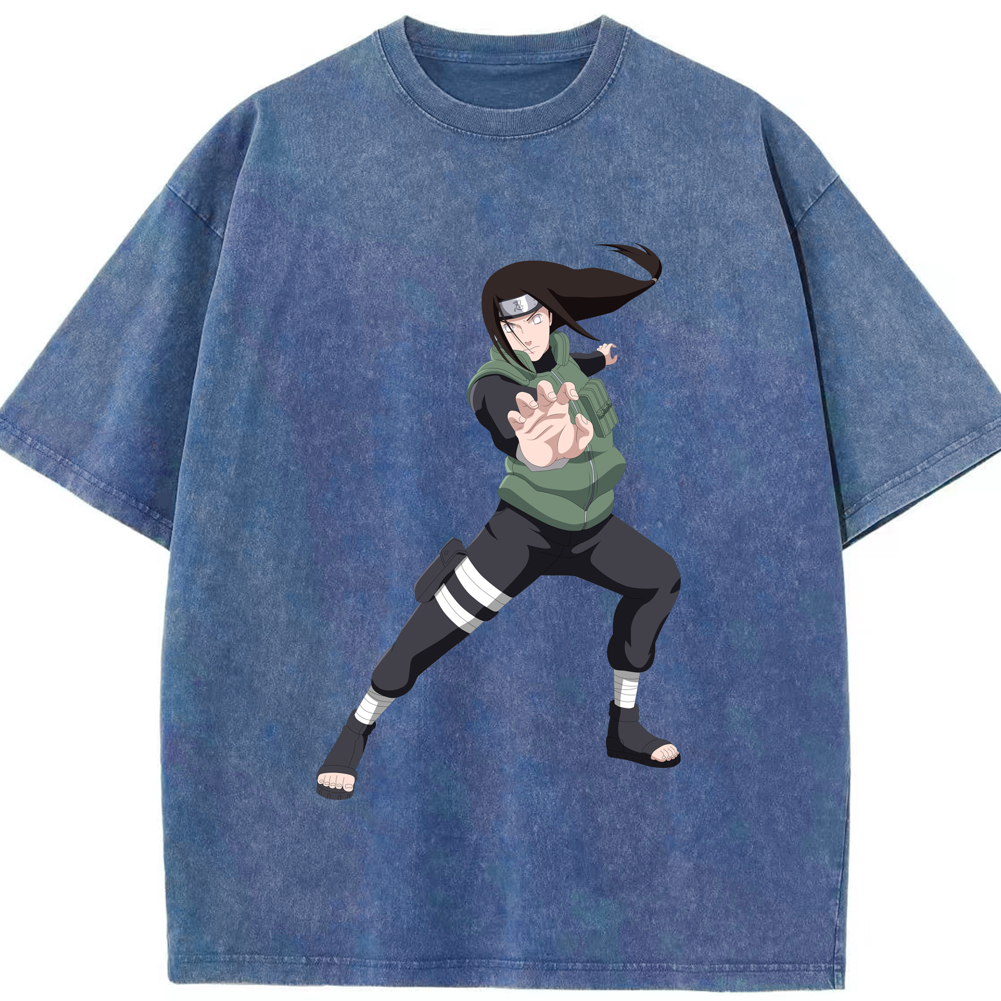 （画像用） NARUTO -ナルト- 日向ネジ Hyūga Neji 綿100% ヴィンテージ風 半袖Tシャツ（フロントプリント）