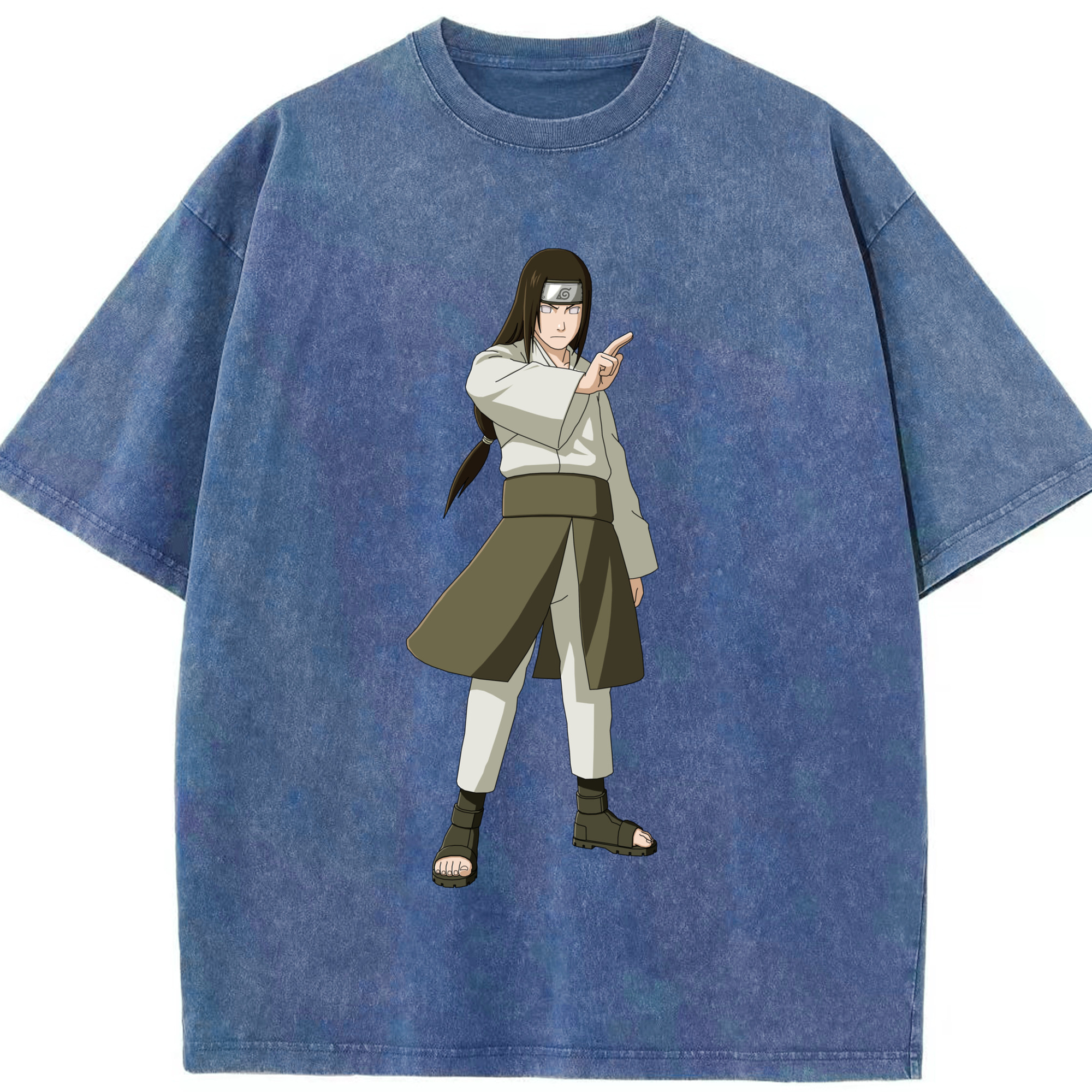 （画像用） NARUTO -ナルト- 日向ネジ Hyūga Neji 綿100% ヴィンテージ風 半袖Tシャツ（フロントプリント）