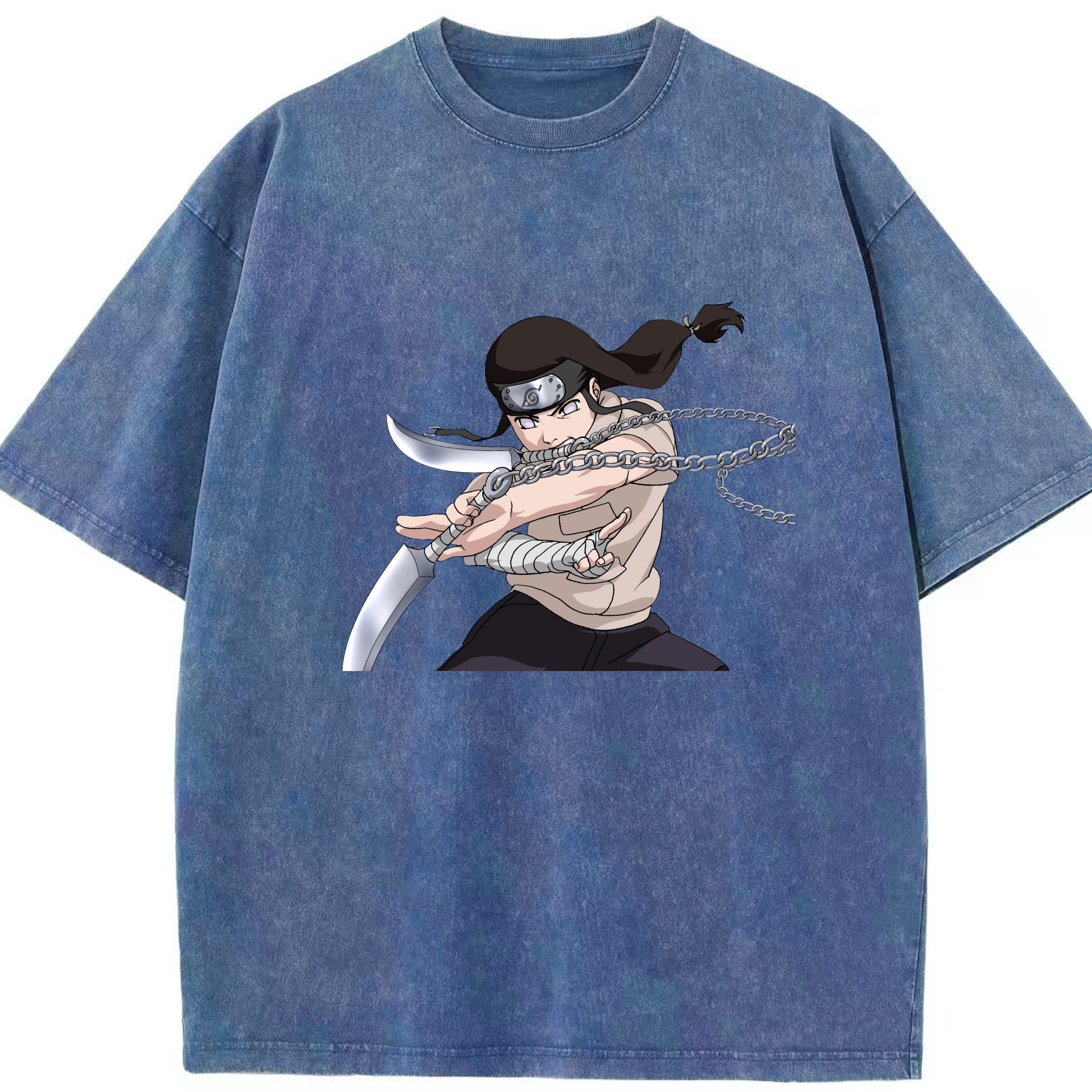 （画像用） NARUTO -ナルト- 日向ネジ Hyūga Neji 綿100% ヴィンテージ風 半袖Tシャツ（フロントプリント）