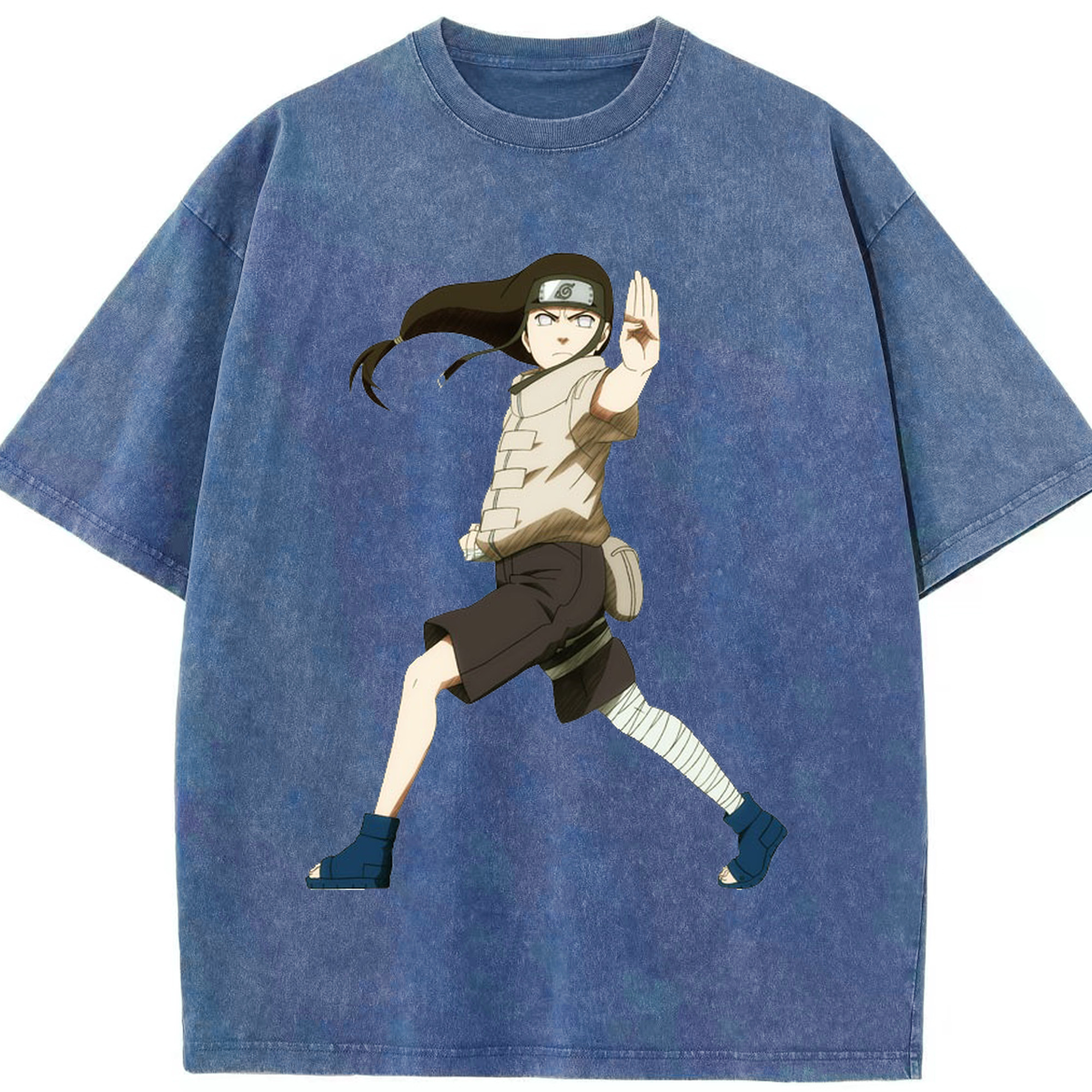 （画像用） NARUTO -ナルト- 日向ネジ Hyūga Neji 綿100% ヴィンテージ風 半袖Tシャツ（フロントプリント）
