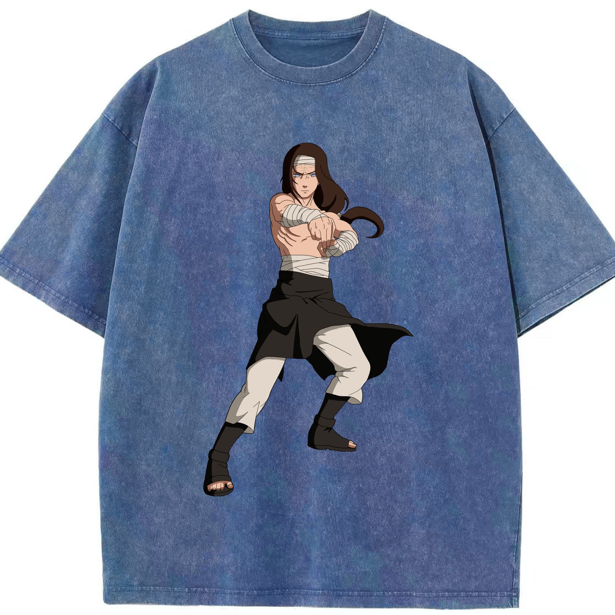（画像用） NARUTO -ナルト- 日向ネジ Hyūga Neji 綿100% ヴィンテージ風 半袖Tシャツ（フロントプリント）