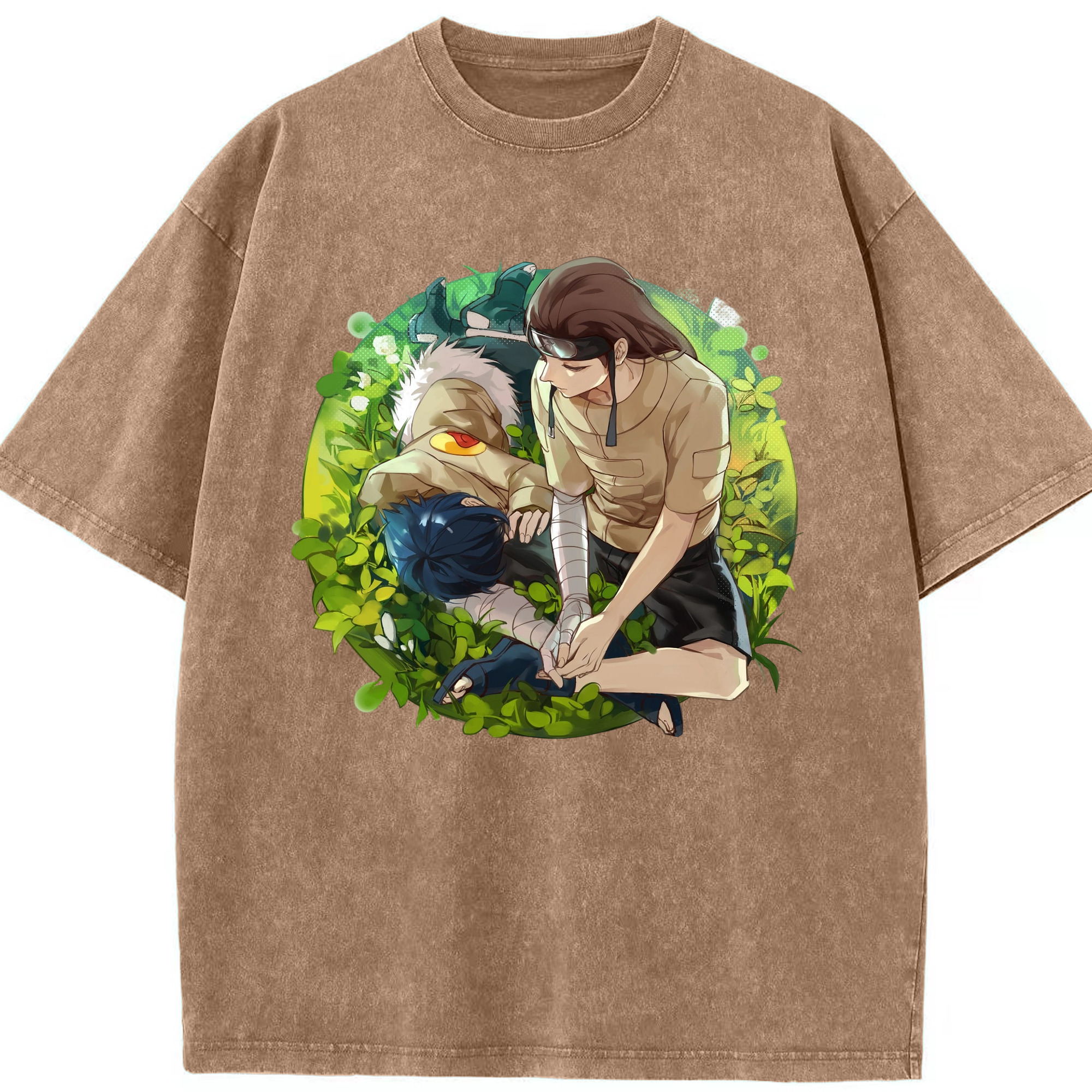 （画像用） NARUTO -ナルト- 日向ネジ Hyūga Neji 綿100% ヴィンテージ風 半袖Tシャツ（フロントプリント）