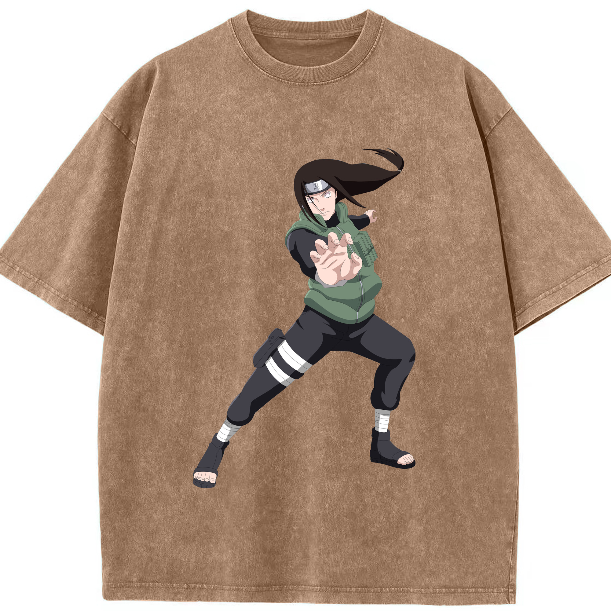 （画像用） NARUTO -ナルト- 日向ネジ Hyūga Neji 綿100% ヴィンテージ風 半袖Tシャツ（フロントプリント）