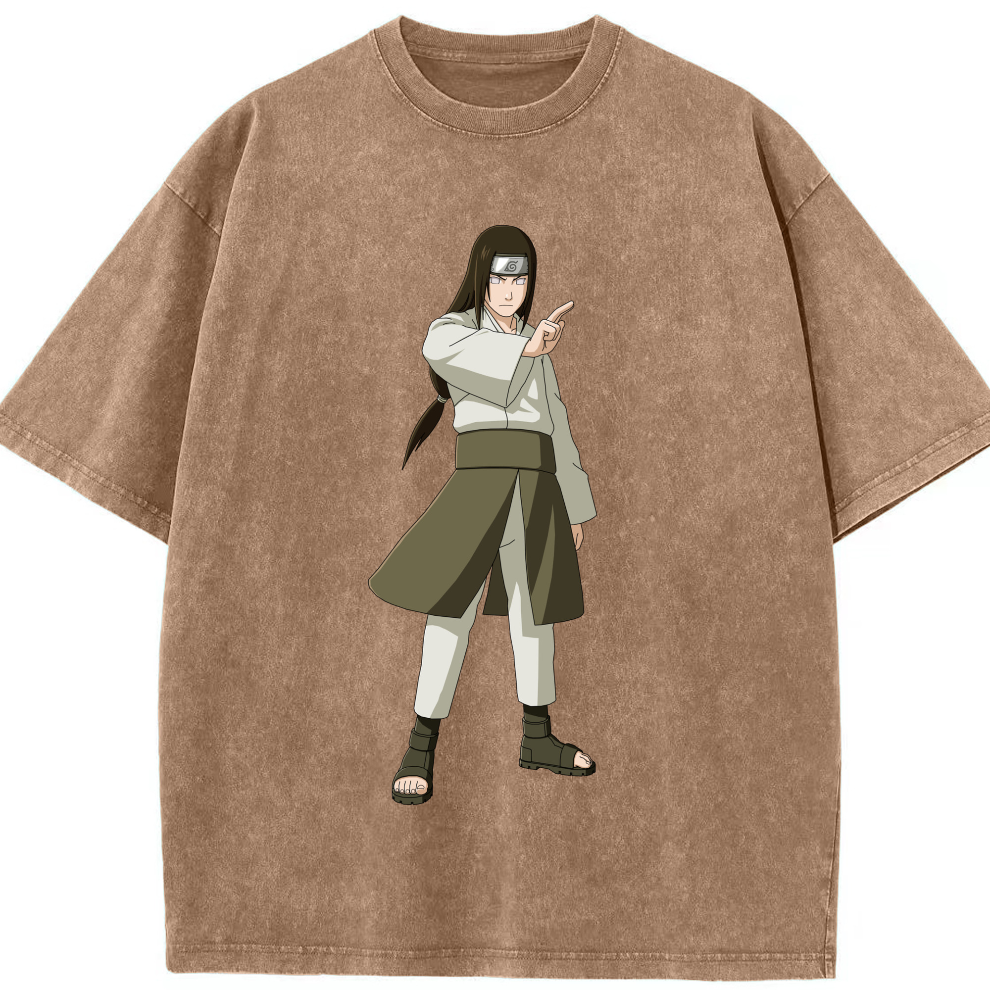 （画像用） NARUTO -ナルト- 日向ネジ Hyūga Neji 綿100% ヴィンテージ風 半袖Tシャツ（フロントプリント）