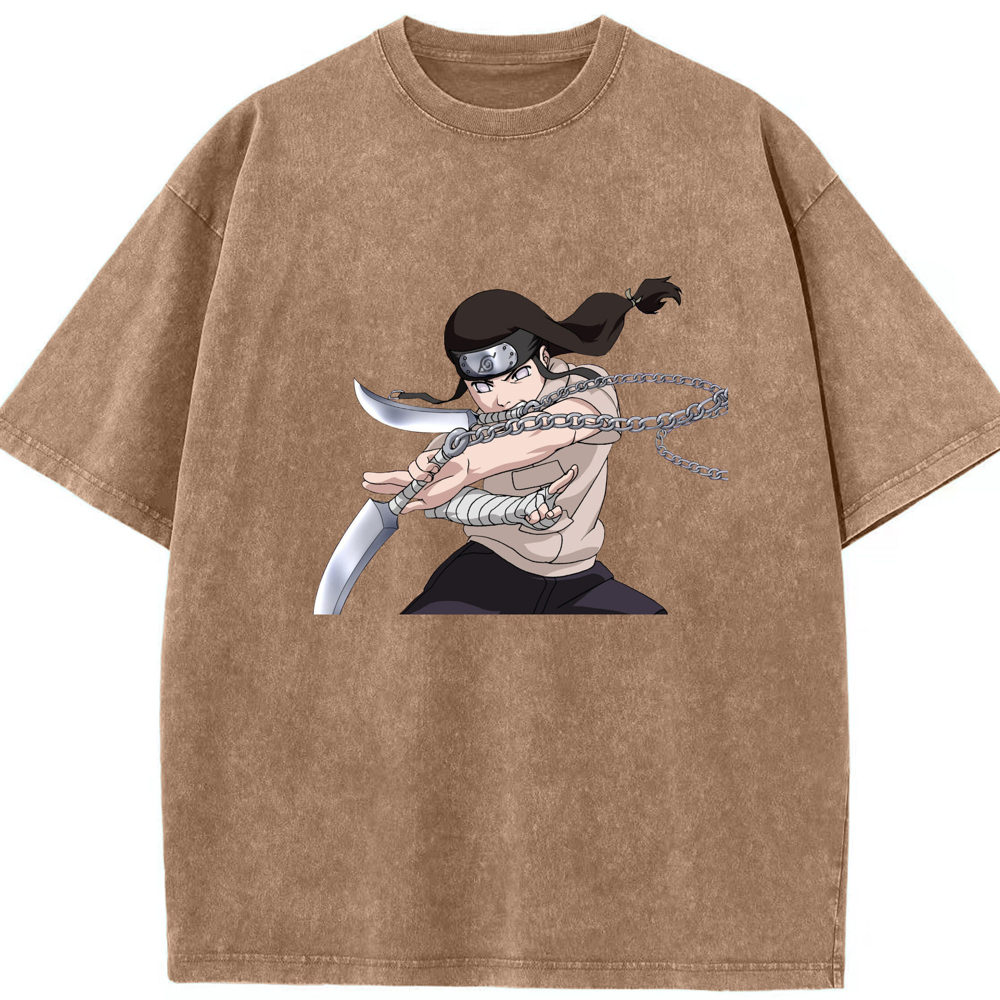 （画像用） NARUTO -ナルト- 日向ネジ Hyūga Neji 綿100% ヴィンテージ風 半袖Tシャツ（フロントプリント）
