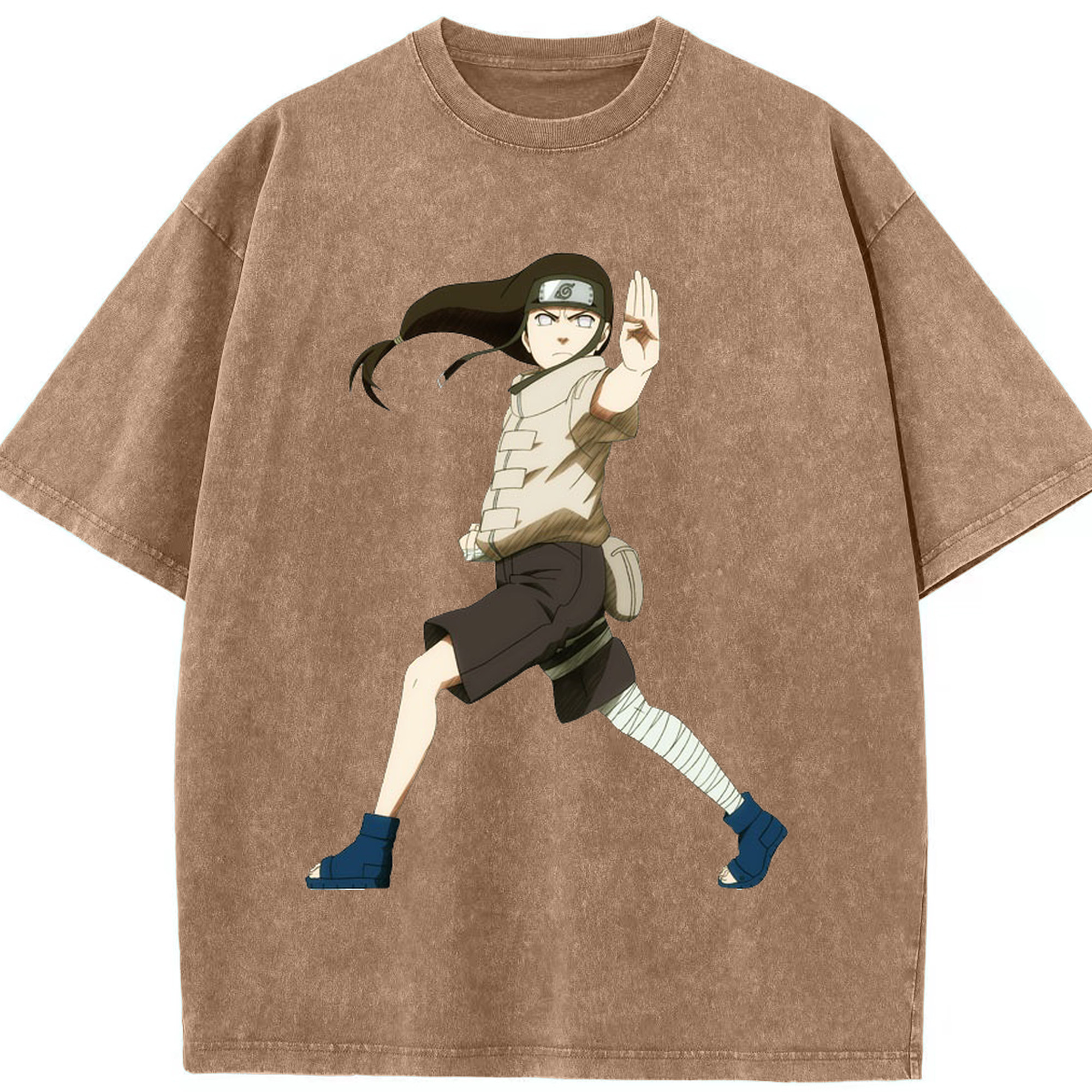 （画像用） NARUTO -ナルト- 日向ネジ Hyūga Neji 綿100% ヴィンテージ風 半袖Tシャツ（フロントプリント）