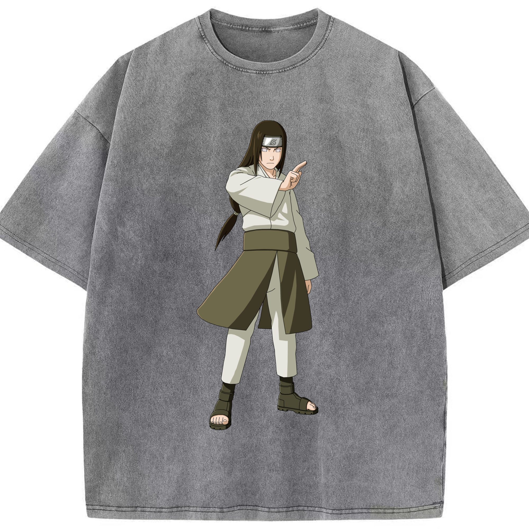（画像用） NARUTO -ナルト- 日向ネジ Hyūga Neji 綿100% ヴィンテージ風 半袖Tシャツ（フロントプリント）